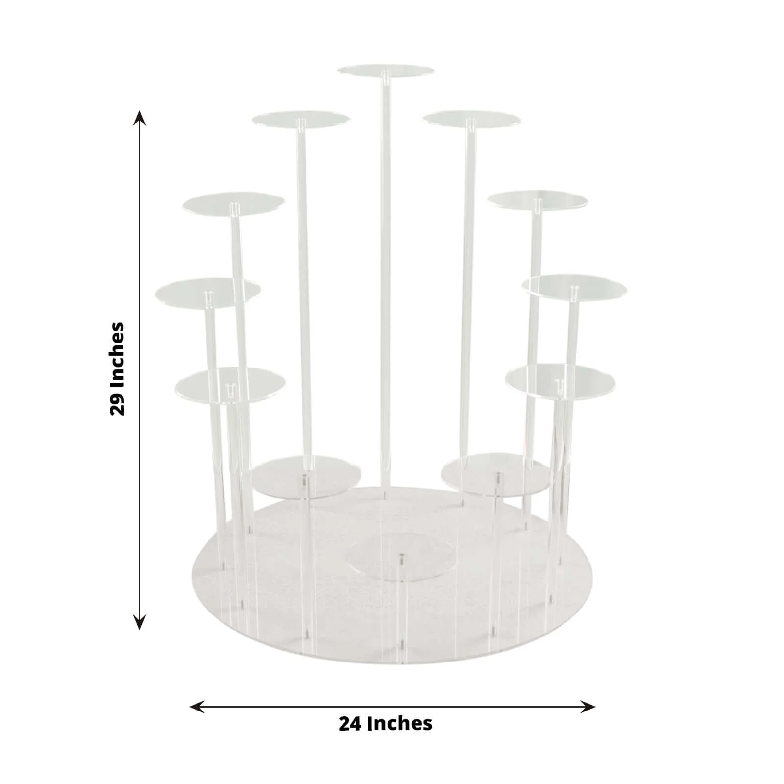 Acrylic Cake Stand with 12-Arm Tiered Cupcake Holders 29" Clear - Sturdy Multi-layer Dessert Display Tower Centerpiece for Weddings Gala Events & Dessert Buffets - Image 3