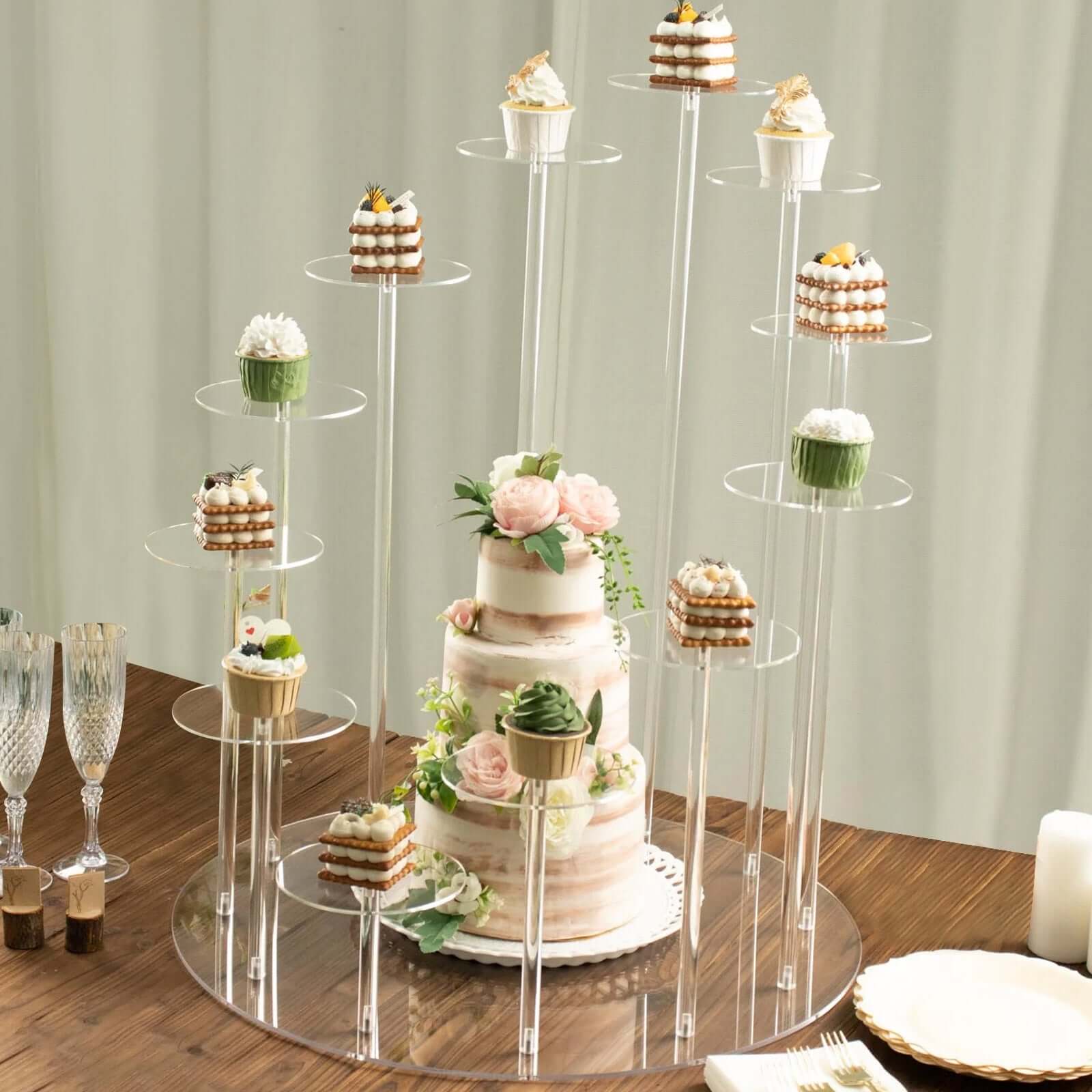 Acrylic Cake Stand with 12-Arm Tiered Cupcake Holders 29" Clear - Sturdy Multi-layer Dessert Display Tower Centerpiece for Weddings Gala Events & Dessert Buffets - Image 4