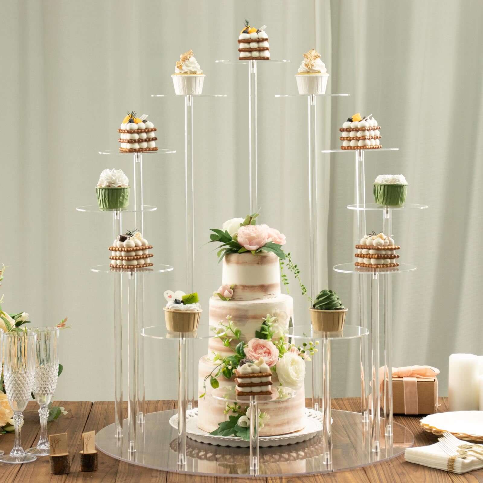 Acrylic Cake Stand with 12-Arm Tiered Cupcake Holders 29" Clear - Sturdy Multi-layer Dessert Display Tower Centerpiece for Weddings Gala Events & Dessert Buffets - Image 8