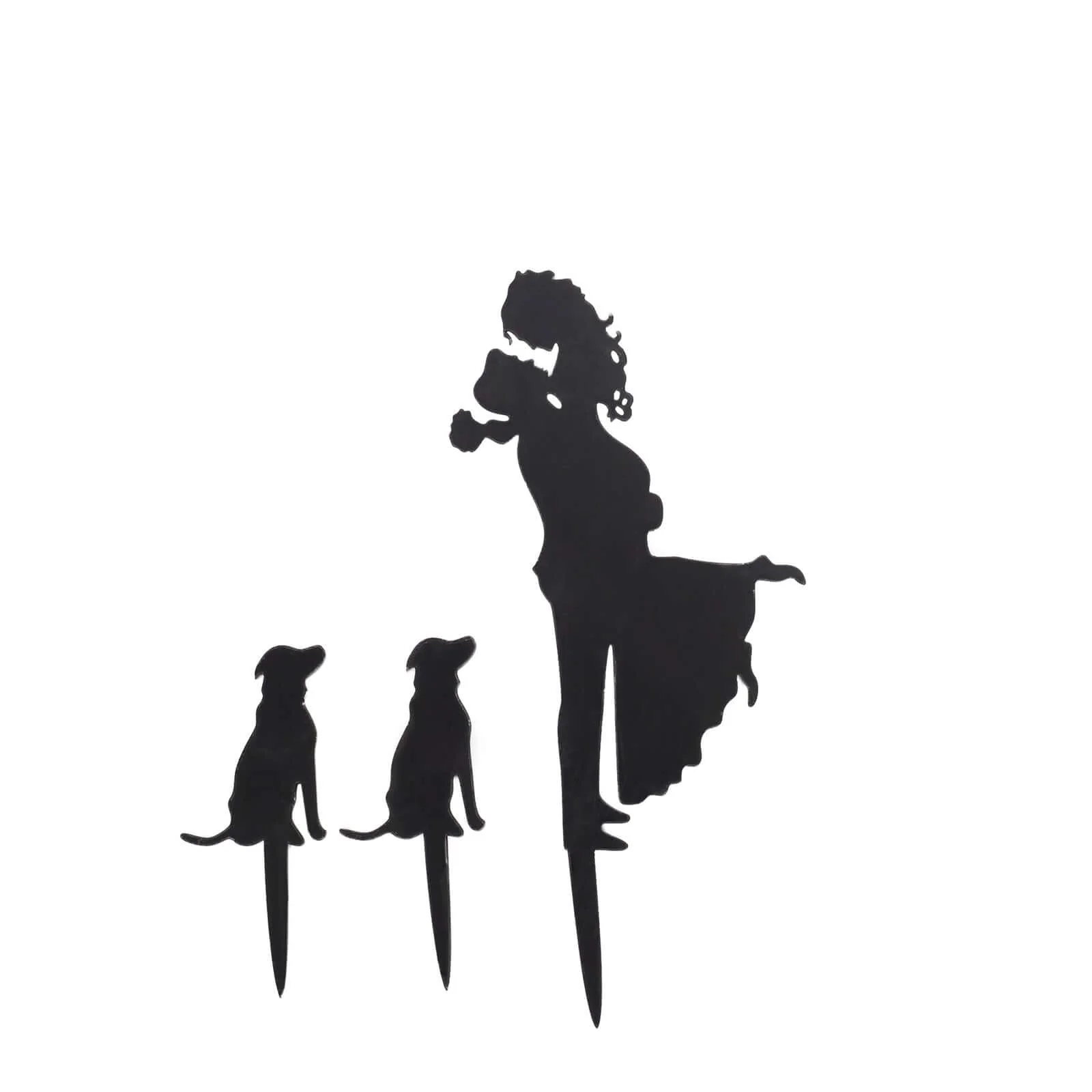 Acrylic Cake Toppers 7" Black Silhouette Design of Bride, Groom, and Pet Dogs - Wedding Cake Decoration Set - Image 7
