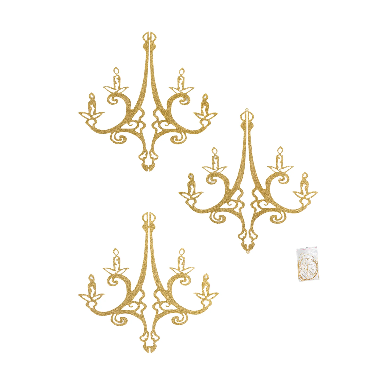 Gold Glittered Acrylic Chandelier Hanging Decor 24", 3D Interlocking Cutout Design, Ceiling Decor - Image 8