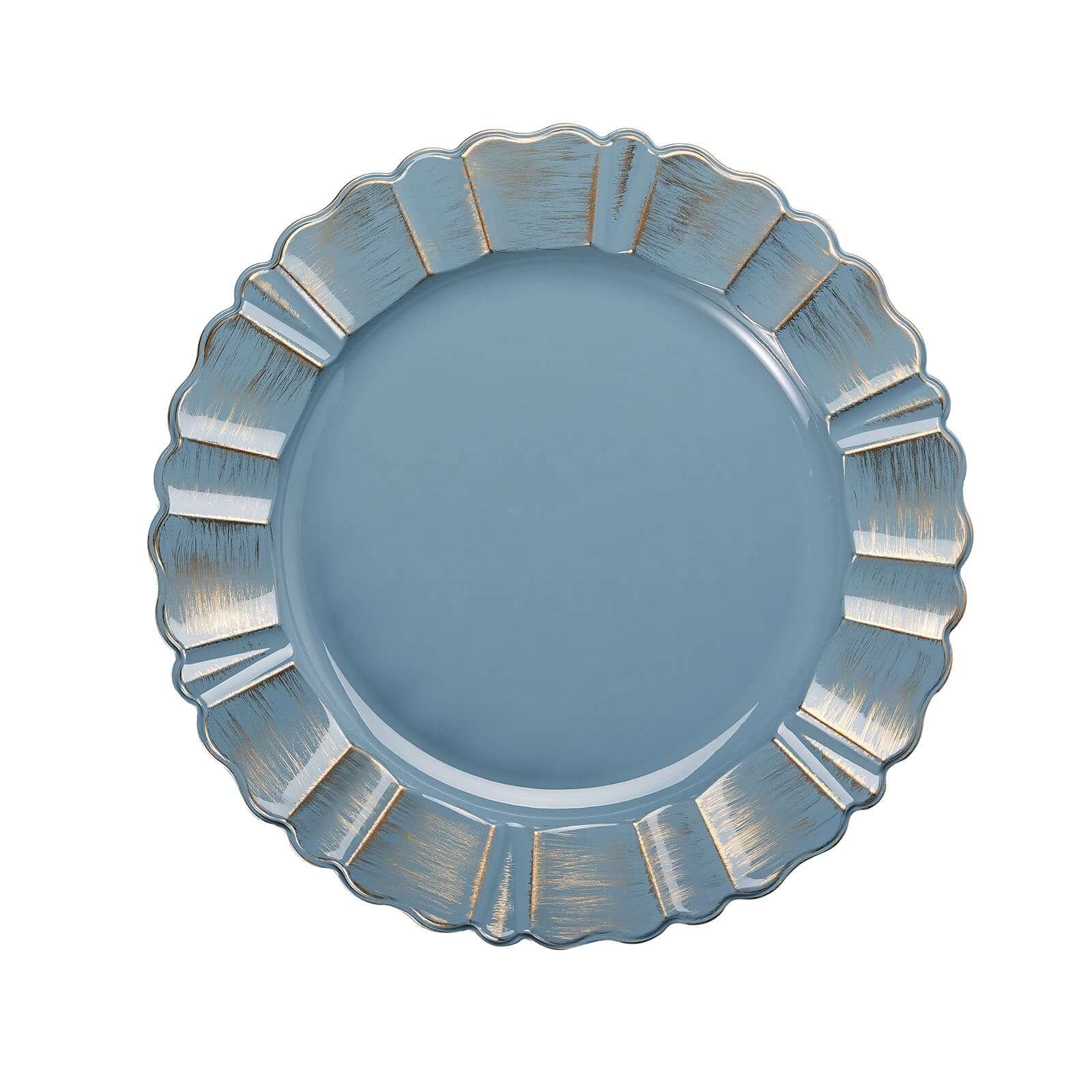 6-Pack Acrylic Plastic Charger Plates 13" Round Dusty Blue with Gold Brushed Wavy Scalloped Rim - Dinner Charger Tableware - Image 6