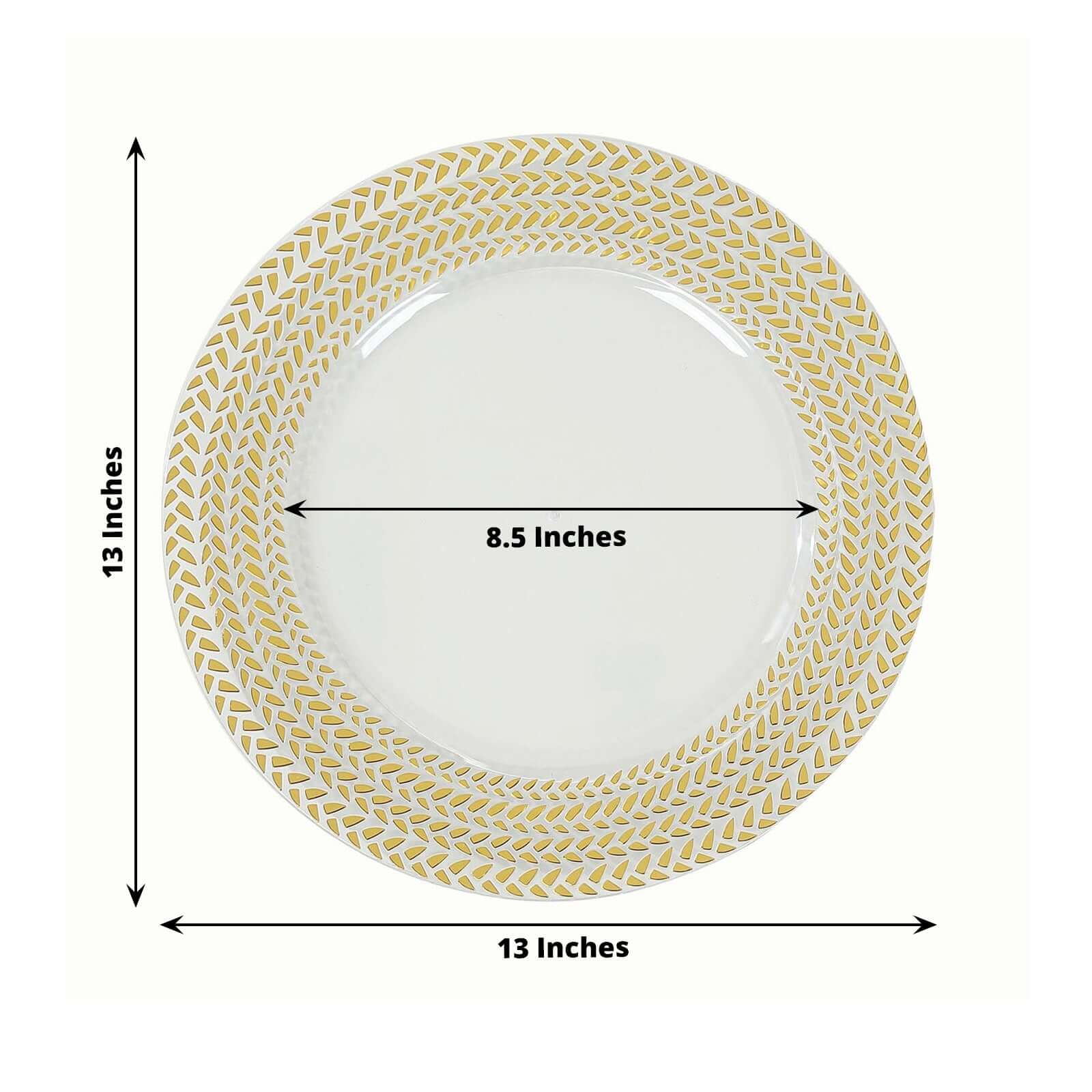 6-Pack Acrylic Charger Plates 13" Round Clear with Gold Wheat Pattern Rim - Stylish Dinner Party Charger Tableware - Image 3