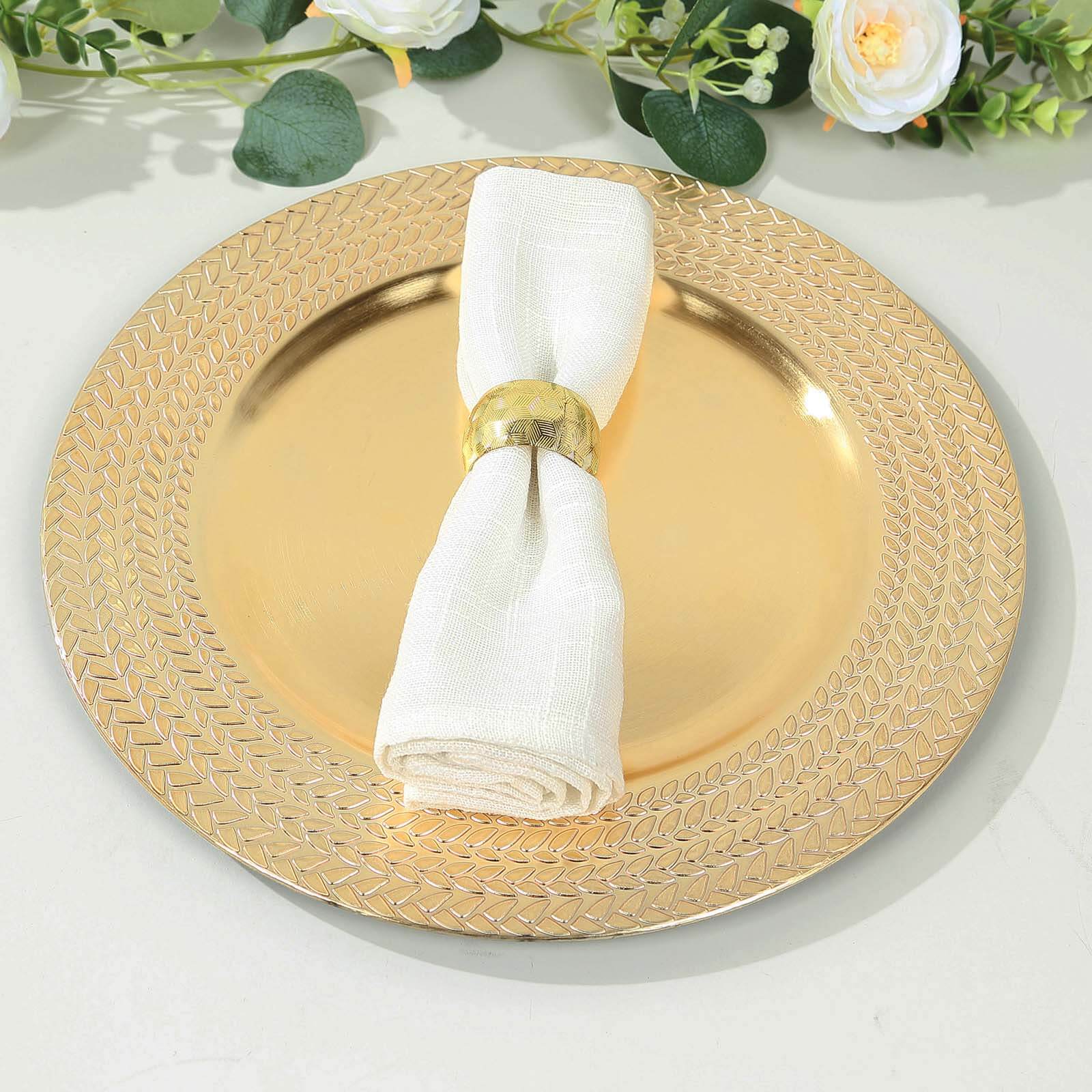6-Pack Acrylic Charger Plates 13" Round Gold with Wheat Pattern Rim - Stylish Dinner Party Charger Tableware - Image 4