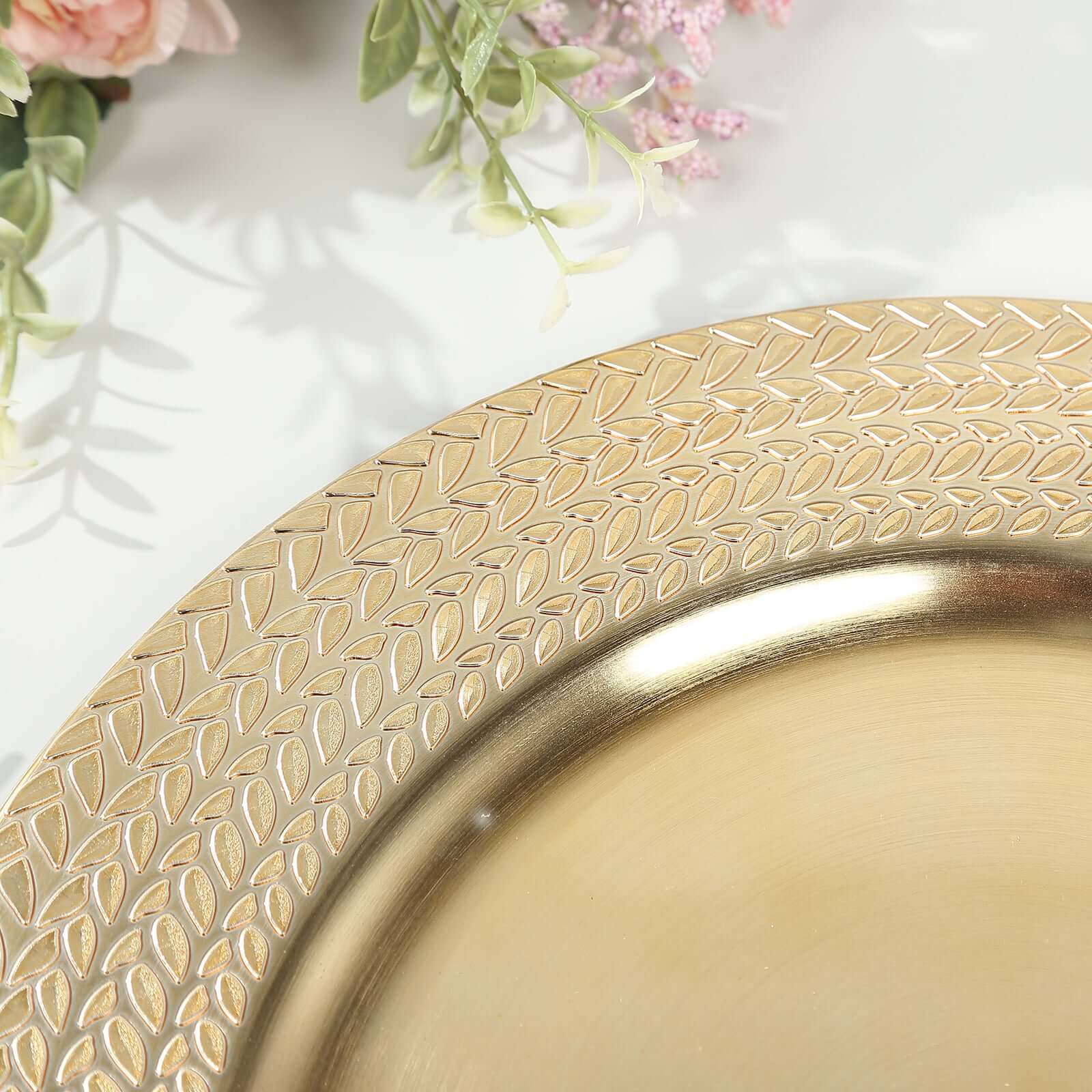 6-Pack Acrylic Charger Plates 13" Round Gold with Wheat Pattern Rim - Stylish Dinner Party Charger Tableware - Image 6