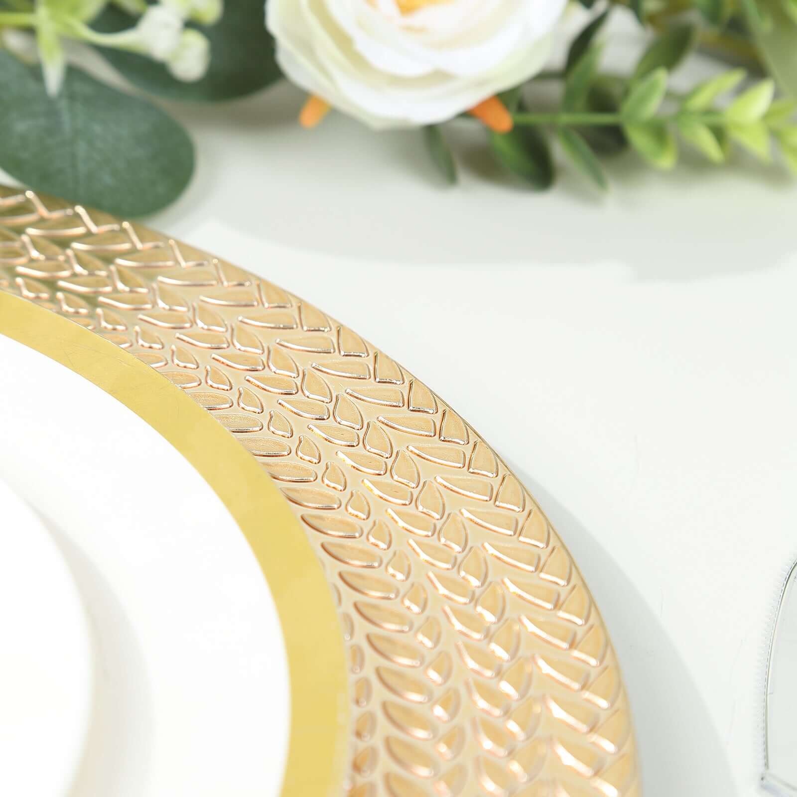 6-Pack Acrylic Charger Plates 13" Round Gold with Wheat Pattern Rim - Stylish Dinner Party Charger Tableware - Image 9