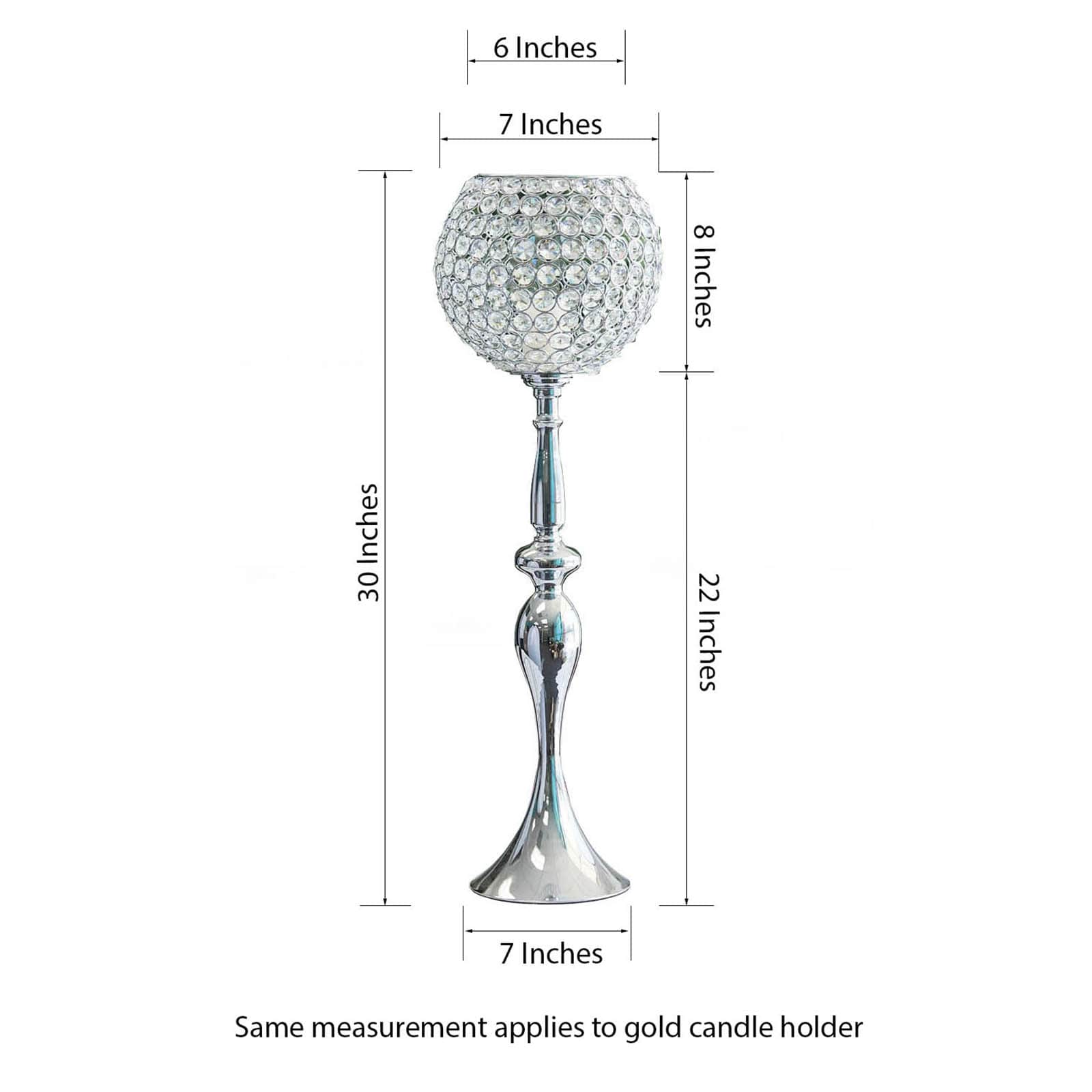 Acrylic Crystal Beaded Goblet Candle Holder 30" Silver - Majestic Flower Ball Centerpiece Stand for Wedding Party Event Decor - Image 3