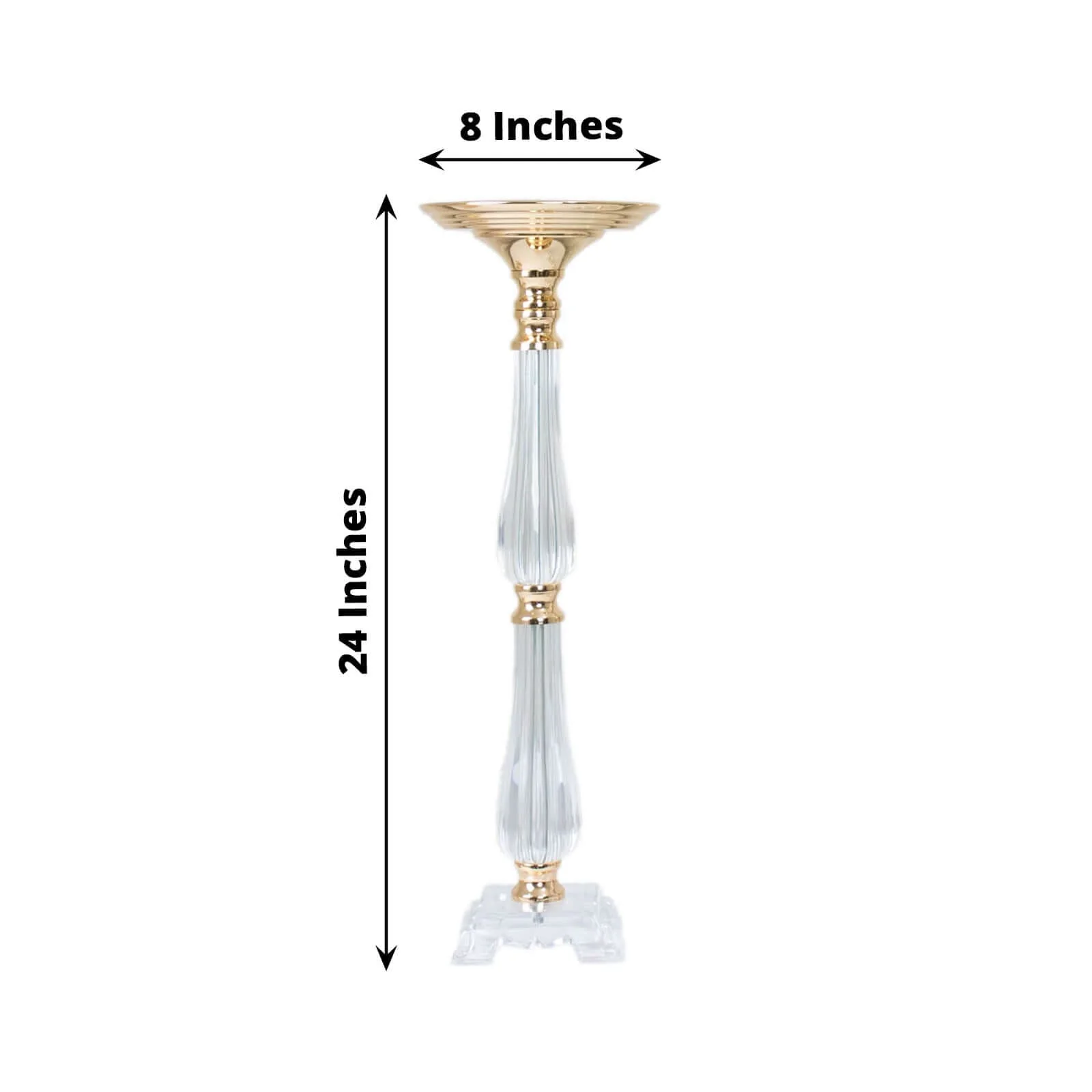 Acrylic Crystal Pillar Candle Stand 24" Gold/Clear - Table Centerpiece and Wedding Flower Bowl Pedestal - Image 3