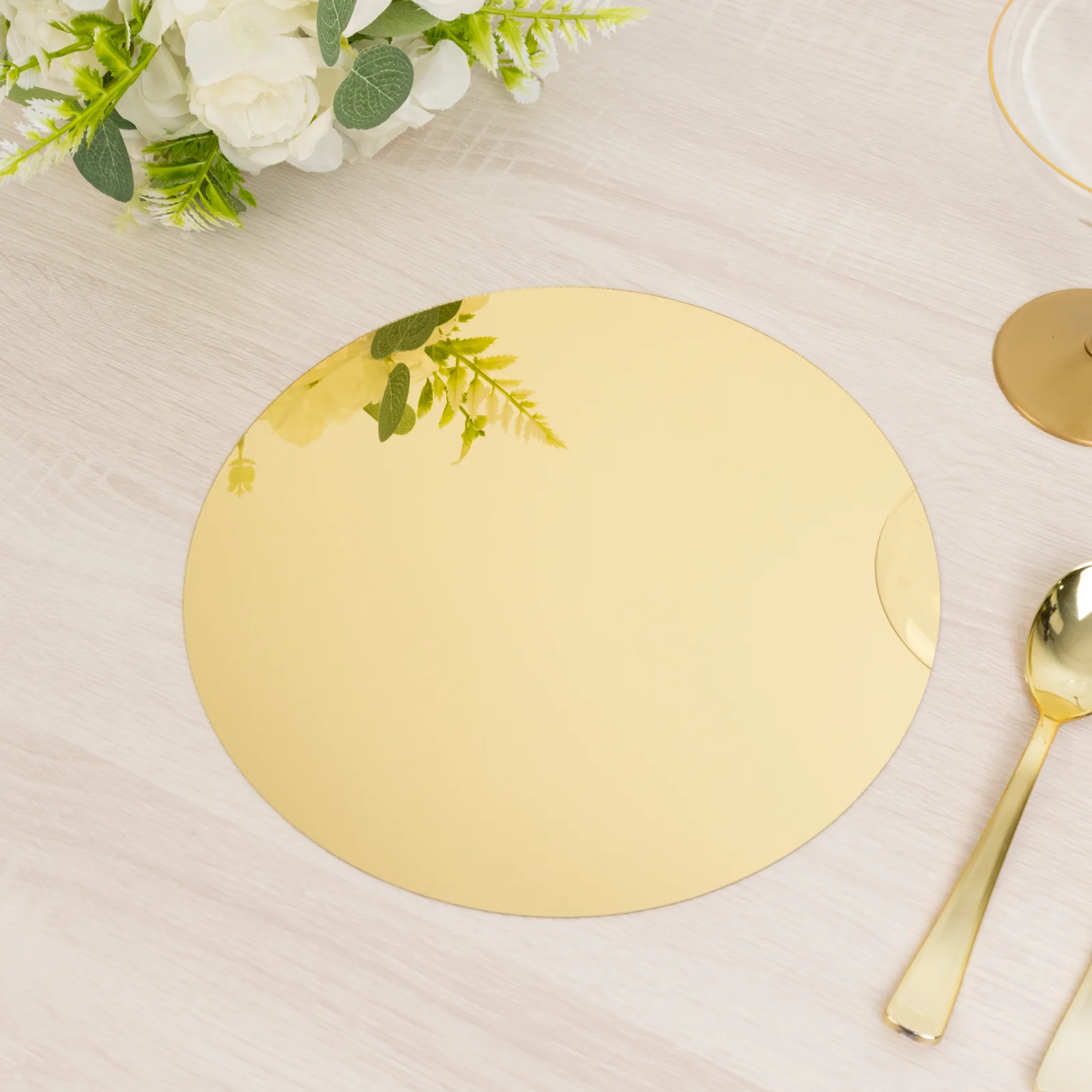 10-Pack Acrylic Mirror Tray 10" Round Gold Circle Candle Plate - Decorative Centerpiece Bases - Image 2