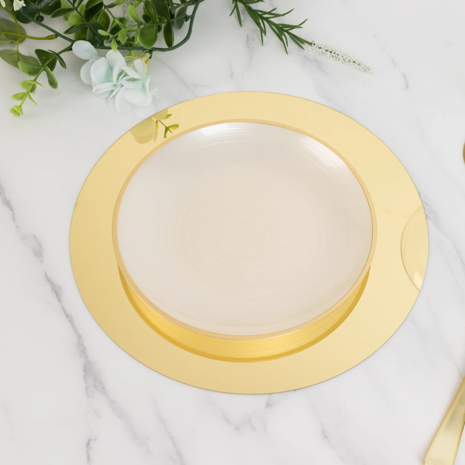 10-Pack Acrylic Mirror Tray 10" Round Gold Circle Candle Plate - Decorative Centerpiece Bases - Image 8