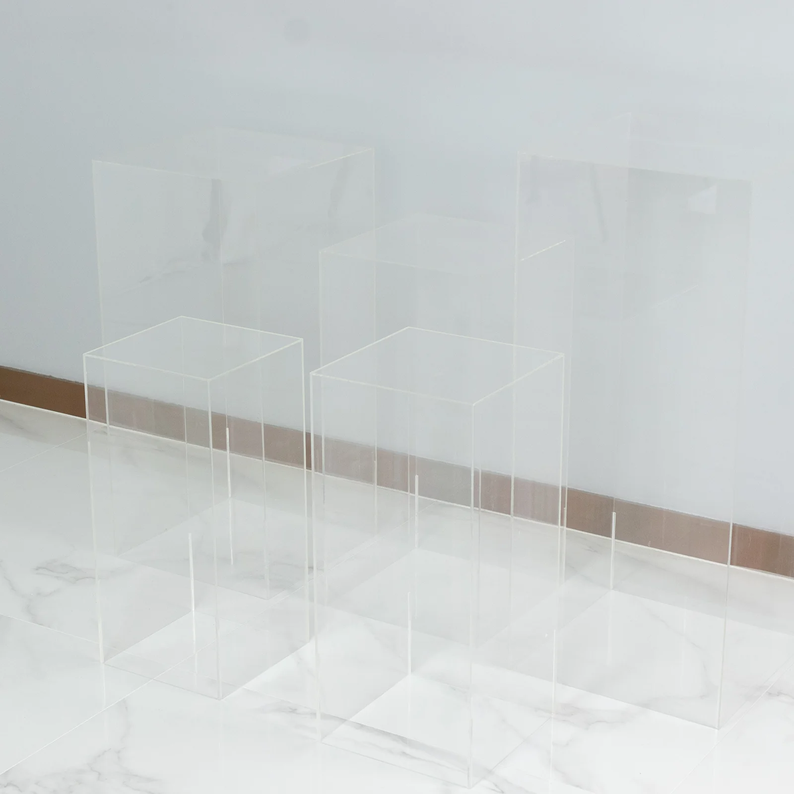 Set of 5 Clear Acrylic Pedestal Risers – Pre-Assembled Rectangular Display Stands for Weddings, Events & Product Showcases – 20", 22", 24", 28", 32" - Image 9