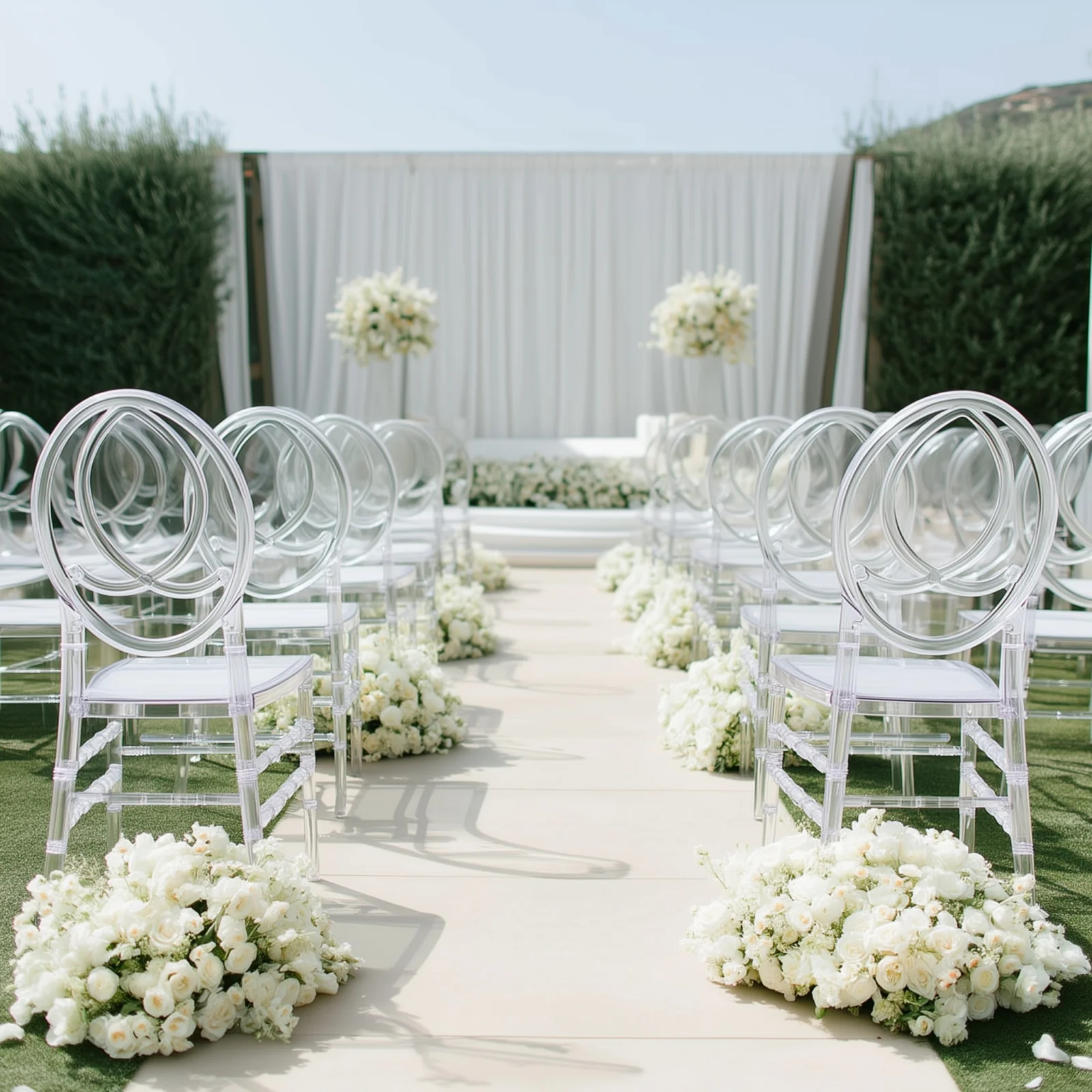 8-Pack Acrylic Phoenix Chiavari Ghost Chairs Transparent Resin Stackable with Oval Back Clear – Armless Design for Events