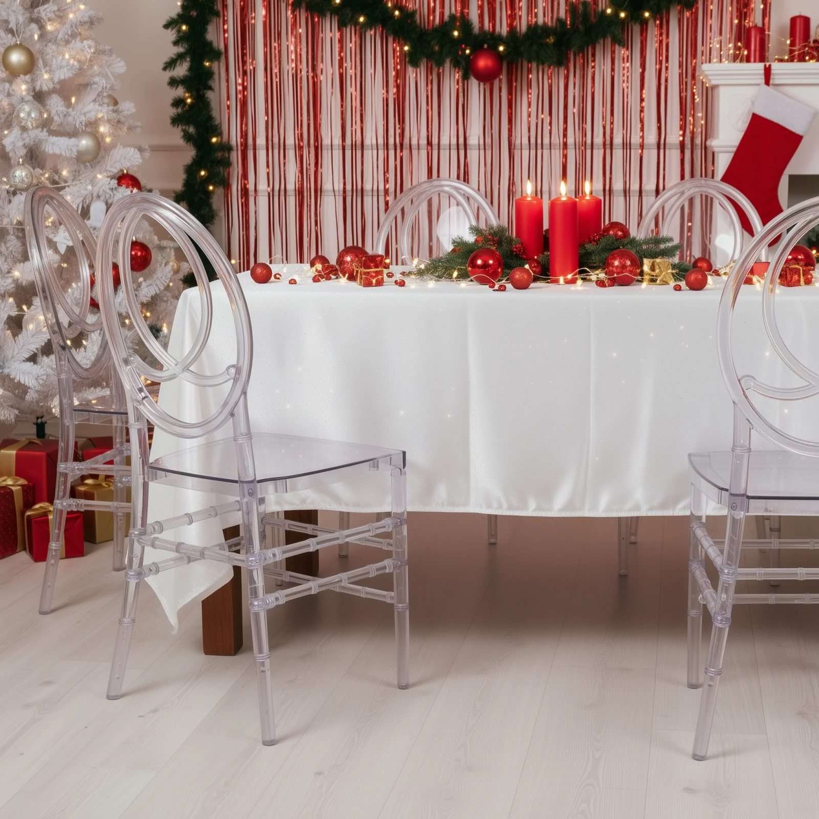 8-Pack Acrylic Phoenix Chiavari Ghost Chairs Transparent Resin Stackable with Oval Back Clear – Armless Design for Events - Image 5