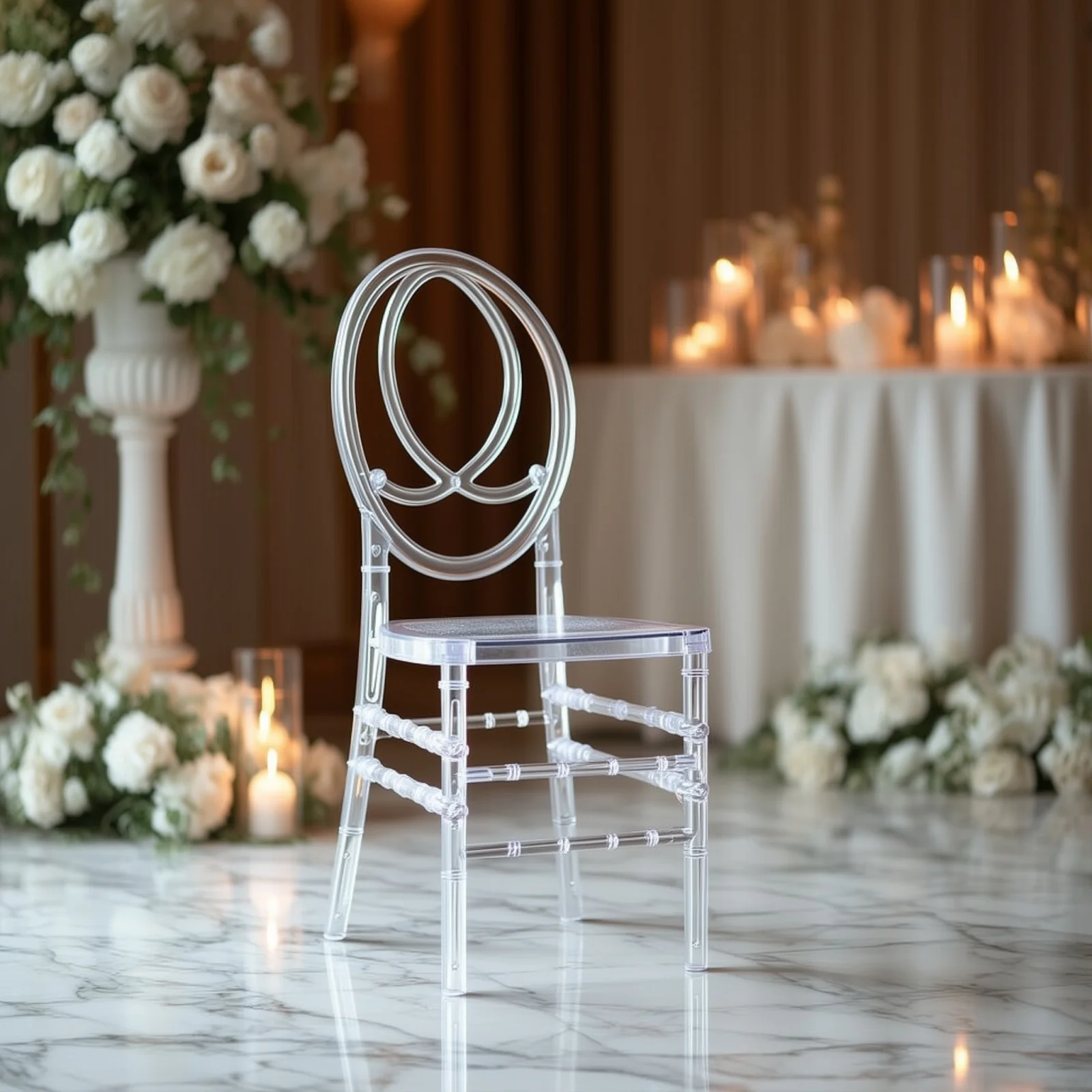 8-Pack Acrylic Phoenix Chiavari Ghost Chairs Transparent Resin Stackable with Oval Back Clear – Armless Design for Events - Image 8