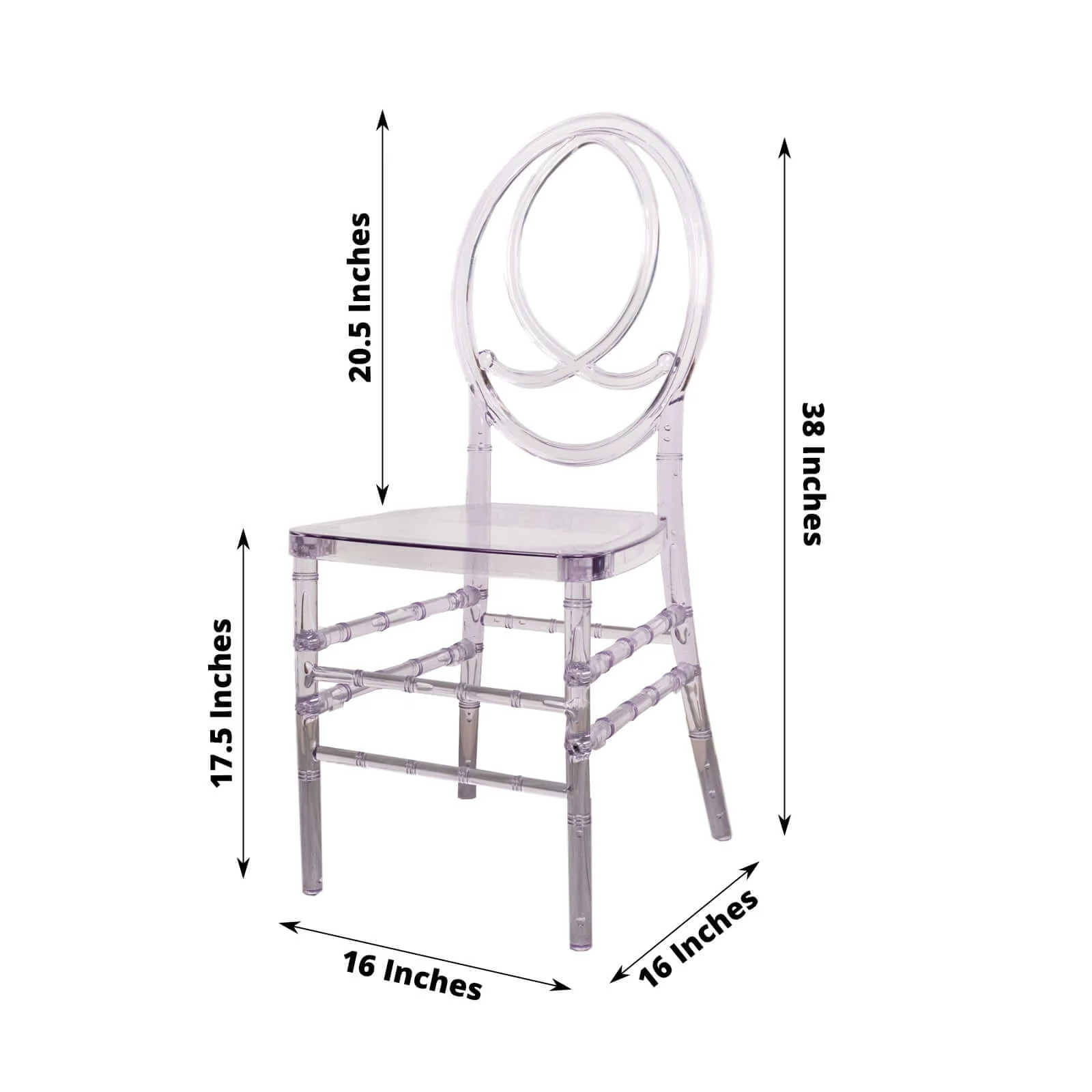 Acrylic Phoenix Chiavari Ghost Chair Transparent Resin Stackable with Oval Back Clear - Armless Design for Events - Image 3