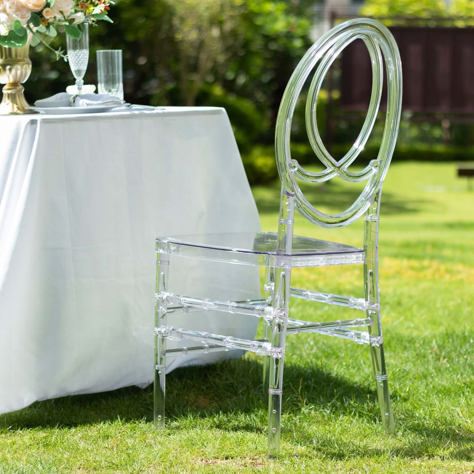 Acrylic Phoenix Chiavari Ghost Chair Transparent Resin Stackable with Oval Back Clear - Armless Design for Events - Image 6