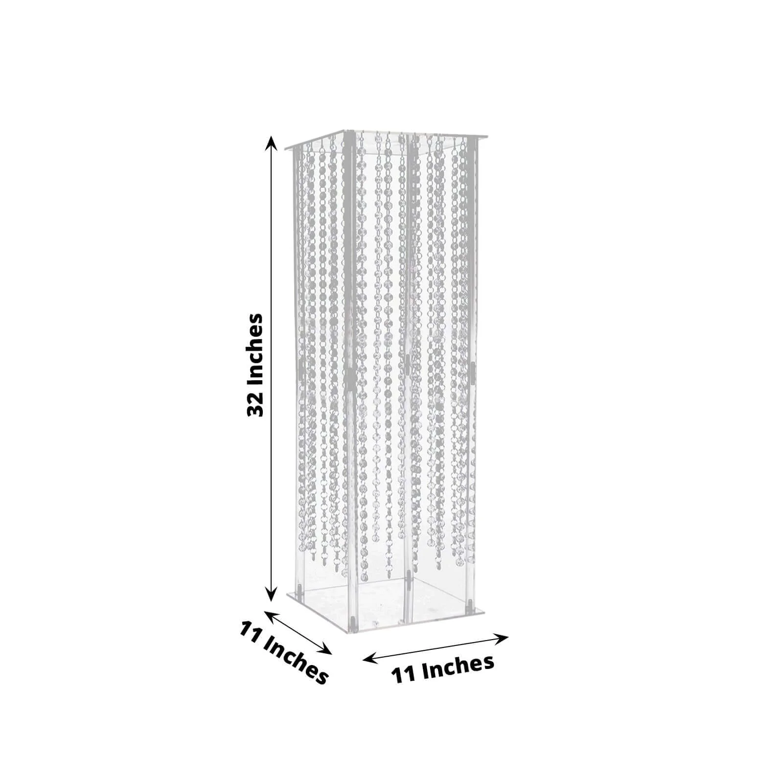 Acrylic Flower Pedestal Vase Pillar Stand 32" Clear with Crystal Beads - Heavy Duty Wedding Floor Centerpiece - Image 3