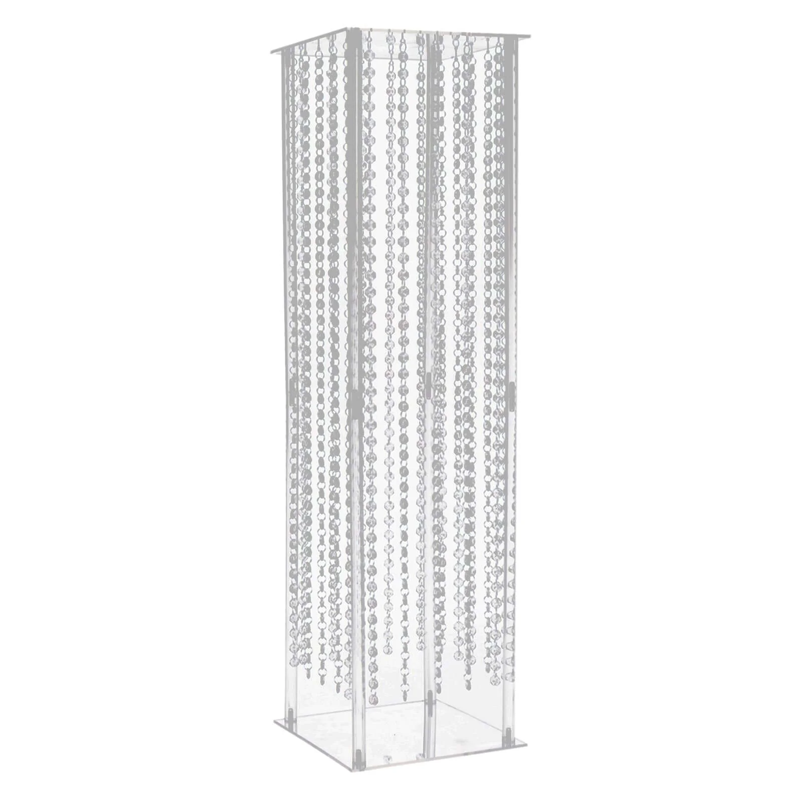 Acrylic Flower Pedestal Vase Pillar Stand 40" Clear with Crystal Beads - Durable Wedding Floor Centerpiece - Image 8