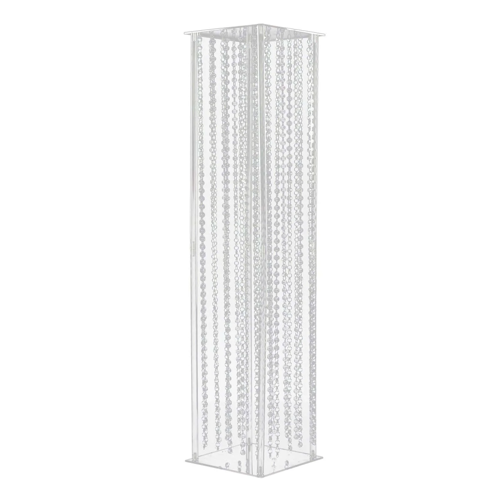 Acrylic Flower Pedestal Vase Pillar Stand 48" Clear with Crystal Beads - Heavy Duty Wedding Floor Centerpiece - Image 8