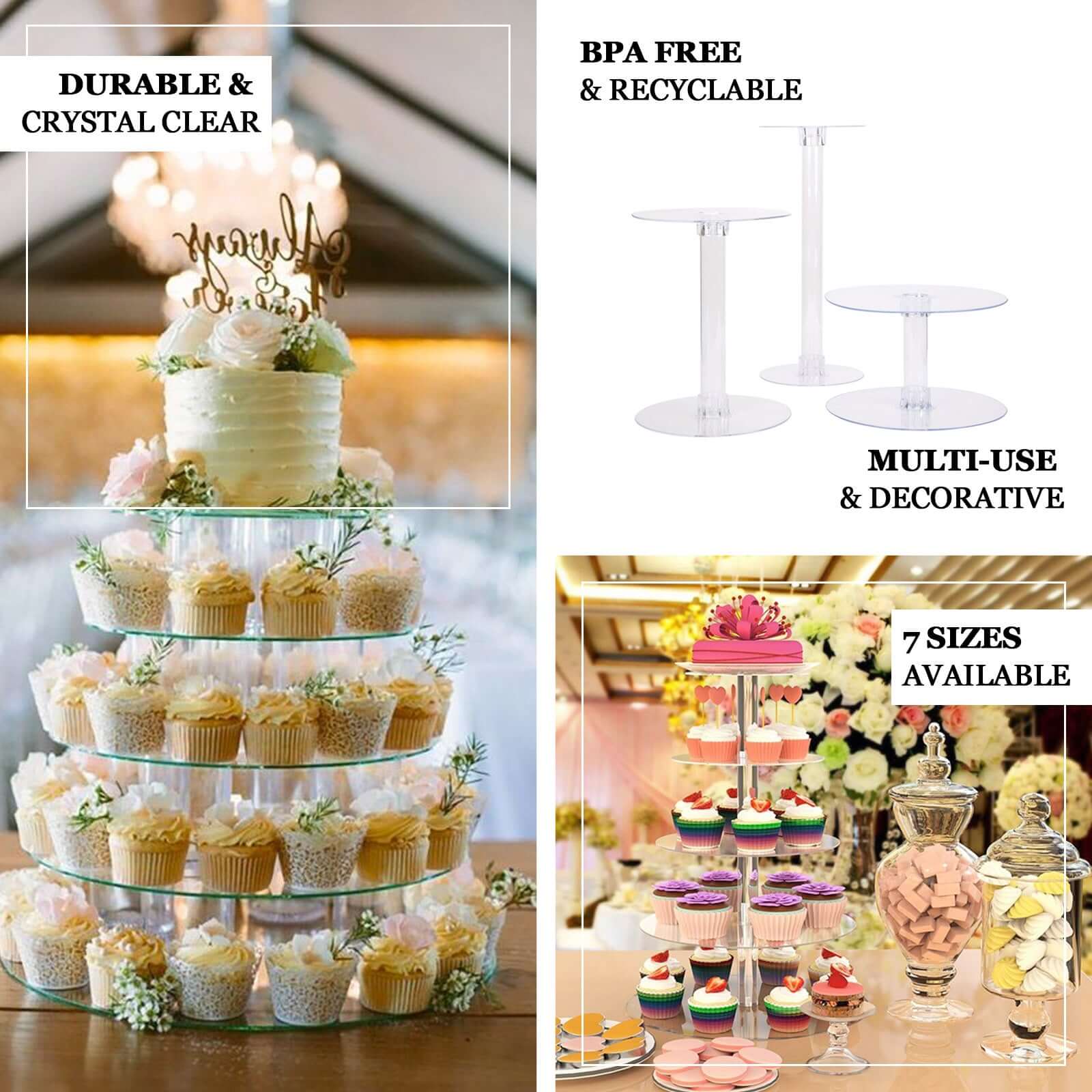 Acrylic Round DIY Cake Stand Plate 12" Clear - Customized Tiered Dessert Display Holder for Home Events & Cafés - Image 4