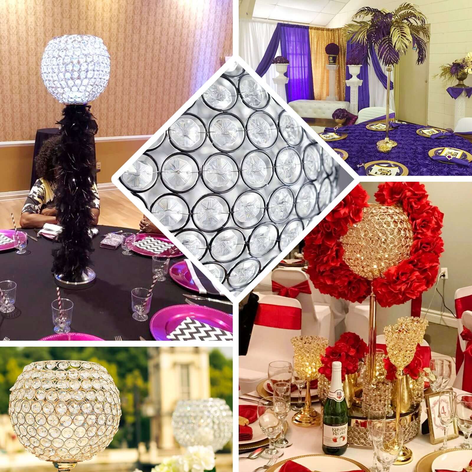 Acrylic Votive Candle Holder 37" Crystal Goblet Design Gold - Table Centerpiece for Weddings - Image 5