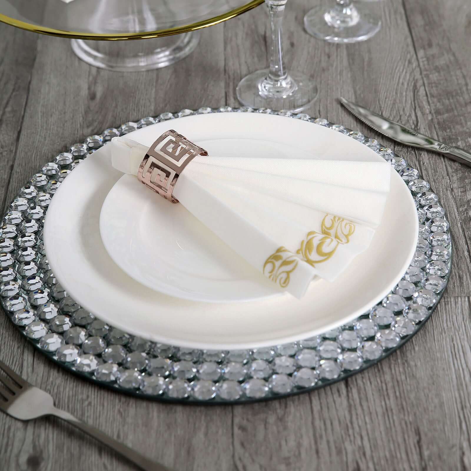 25 Pack Linen-Like Paper Napkins 8"x4" White with Metallic Gold Foil Scroll Design - Disposable Airlaid Dinner Napkins for Upscale Casual Events - Image 6