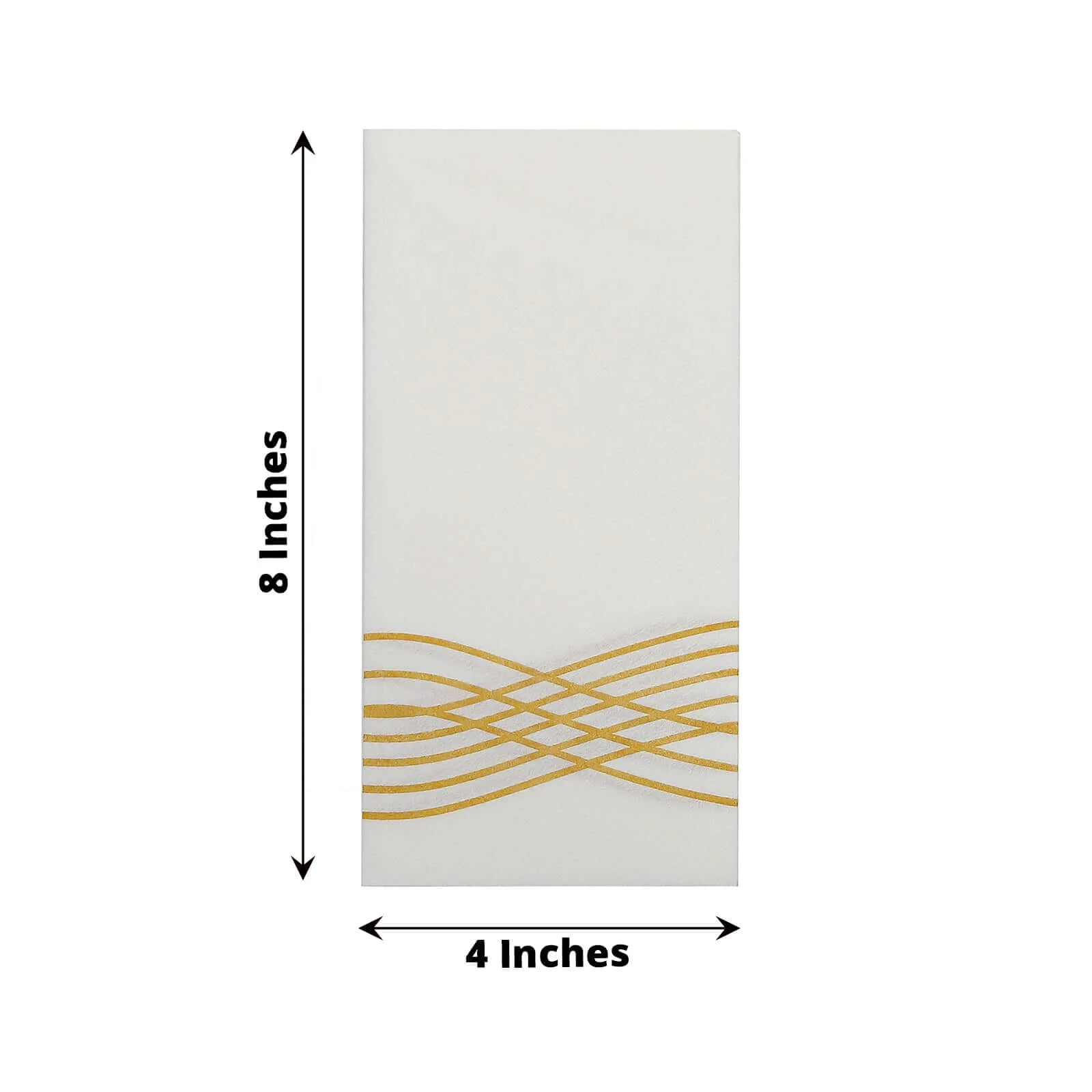 25 Pack Linen-Like Paper Napkins 8"x4" White with Metallic Gold Foil Wave Design - Disposable Airlaid Dinner Napkins for Upscale Casual Events - Image 3