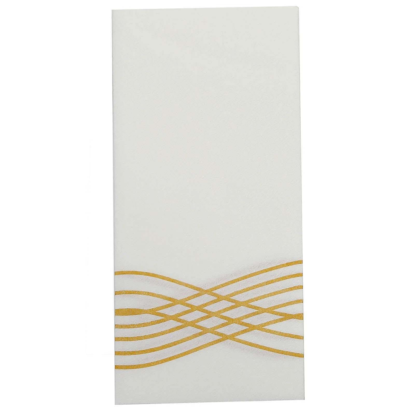 25 Pack Linen-Like Paper Napkins 8"x4" White with Metallic Gold Foil Wave Design - Disposable Airlaid Dinner Napkins for Upscale Casual Events - Image 6