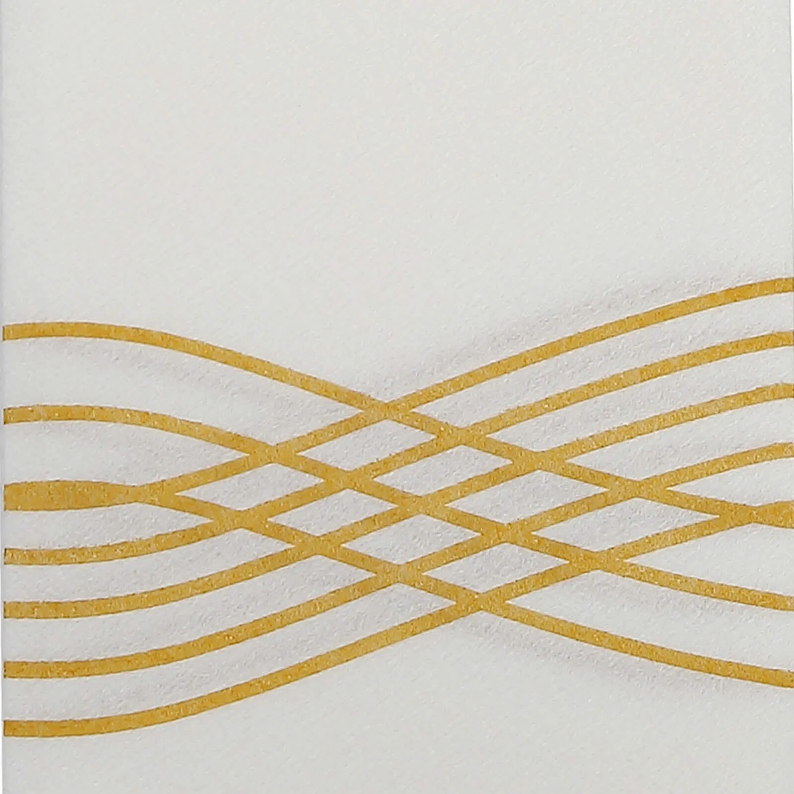 25 Pack Linen-Like Paper Napkins 8"x4" White with Metallic Gold Foil Wave Design - Disposable Airlaid Dinner Napkins for Upscale Casual Events - Image 8
