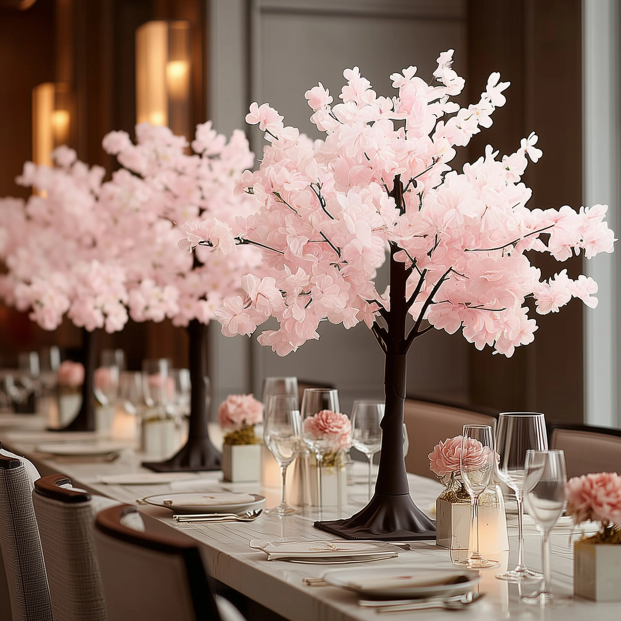 Artificial Cherry Blossom Tree Centerpiece 3ft Blush – Silk Sakura Wishing Tree with Metal Base - Image 6