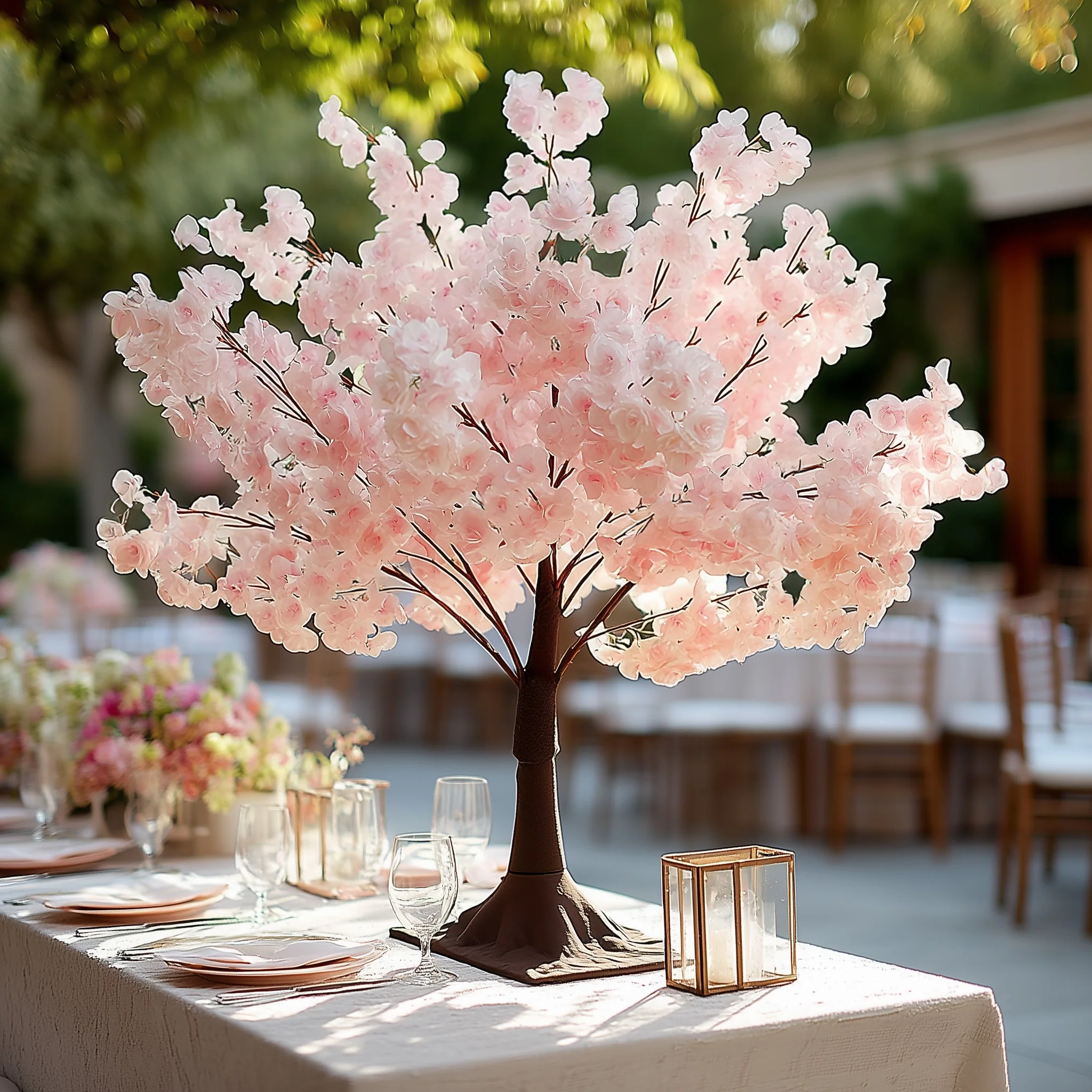 Artificial Cherry Blossom Tree Centerpiece 3ft Blush – Silk Sakura Wishing Tree with Metal Base - Image 7