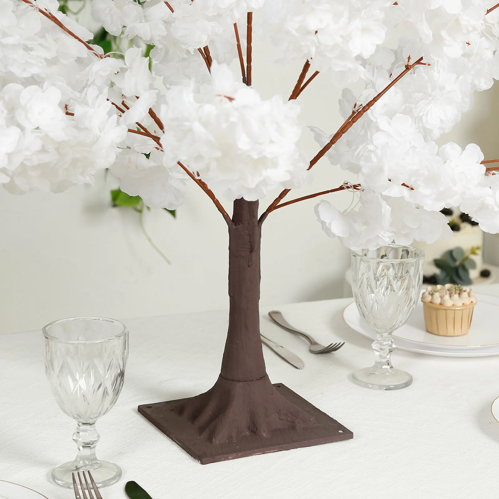 Artificial Cherry Blossom Tree Centerpiece 3ft White – Silk Sakura Wishing Tree with Metal Base - Image 7