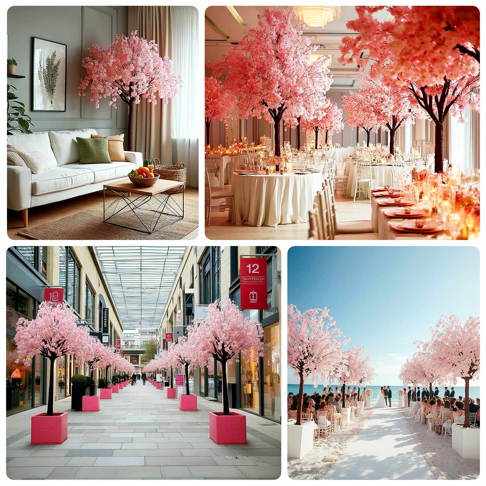 Artificial Cherry Blossom Tree 8ft Blush – Silk Sakura Wishing Tree with Fiberglass Trunk & Sturdy Metal Base - Image 4
