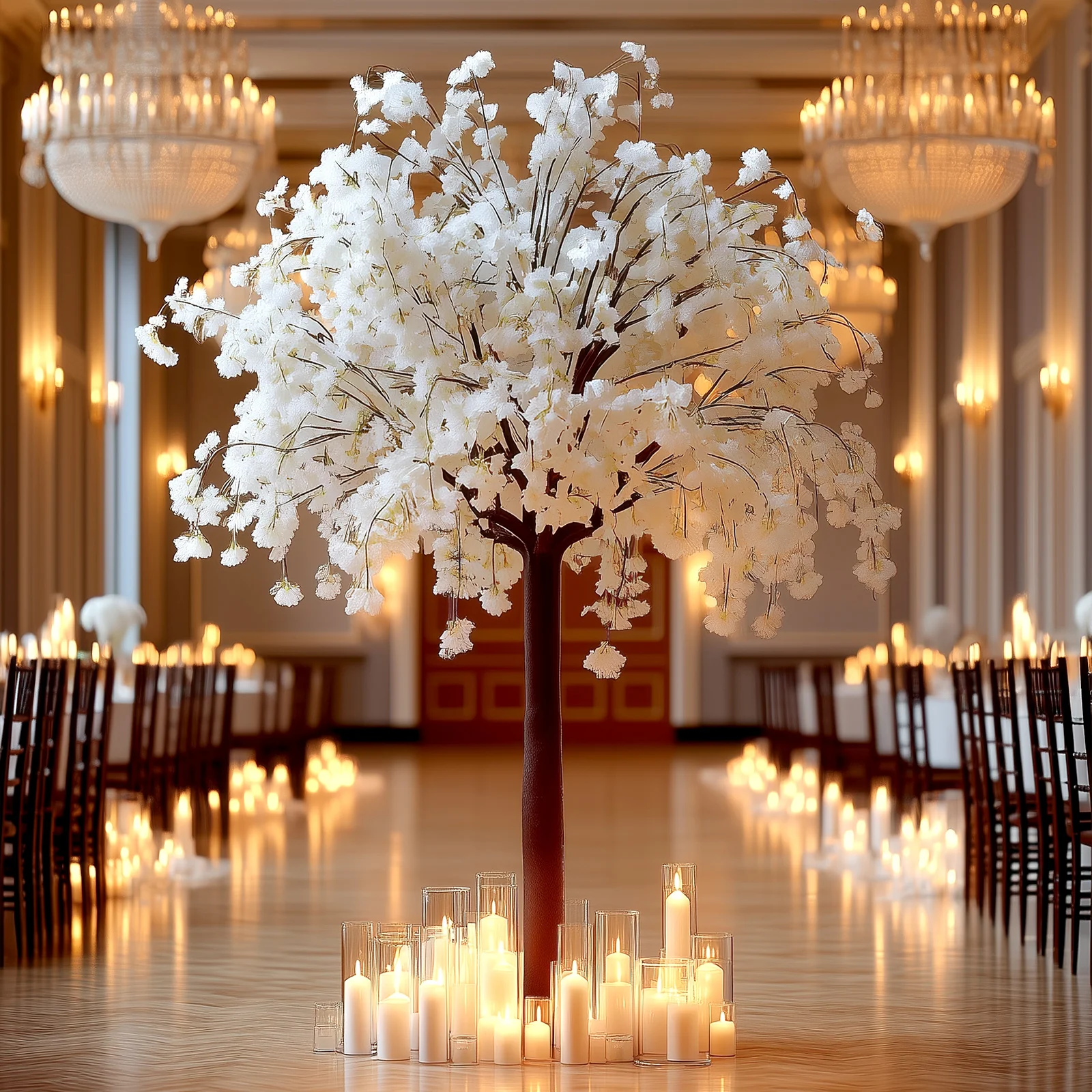 Artificial Cherry Blossom Tree 8ft White – Silk Sakura Wishing Tree with Fiberglass Trunk & Sturdy Metal Base - Image 8
