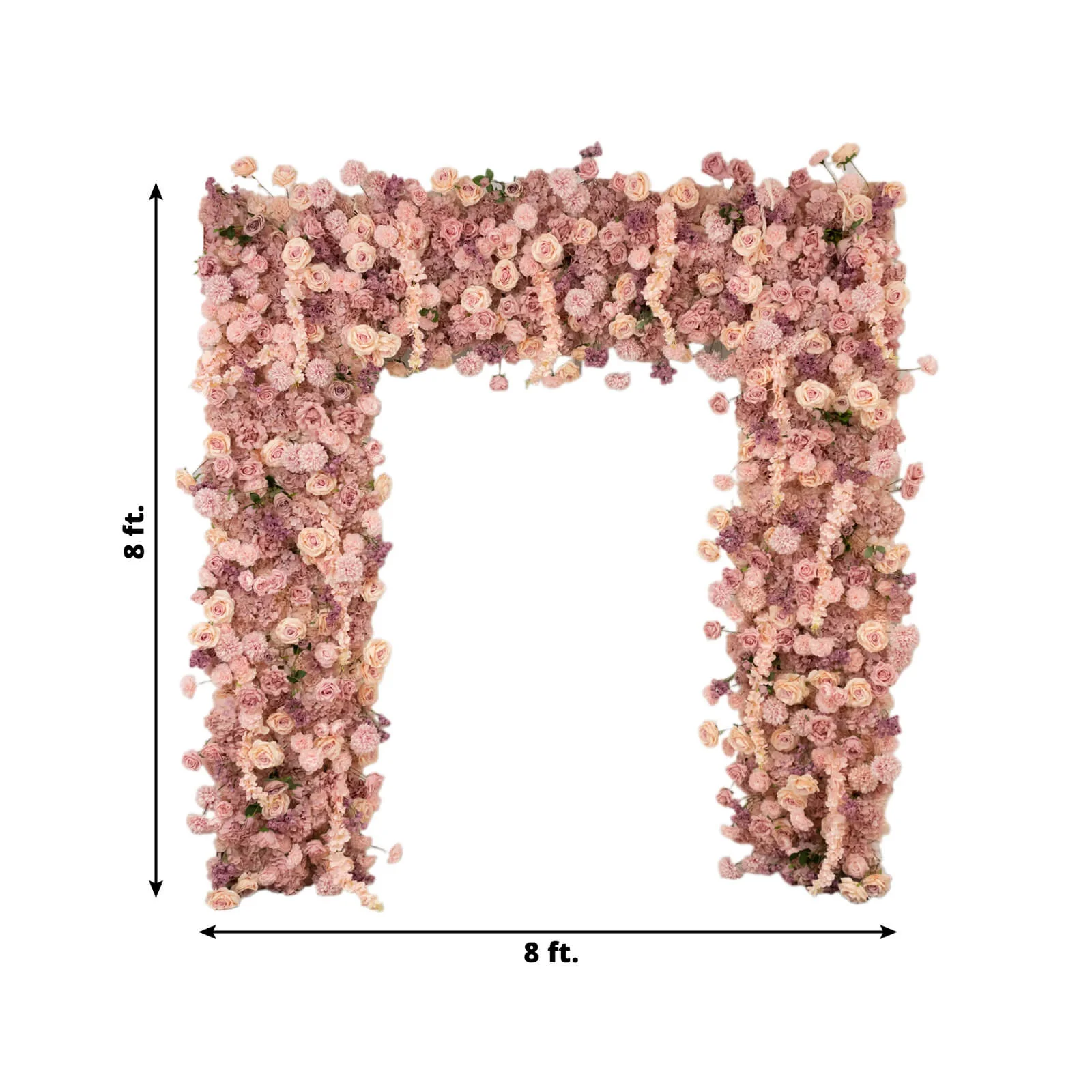 Roll Up Flower Backdrop for Arch Stand - Dusty Rose with Fabric Backing, 8ftx8ft - Artificial Silk Roses, Hydrangeas & Chrysanthemums for Wedding Backdrop - Image 3