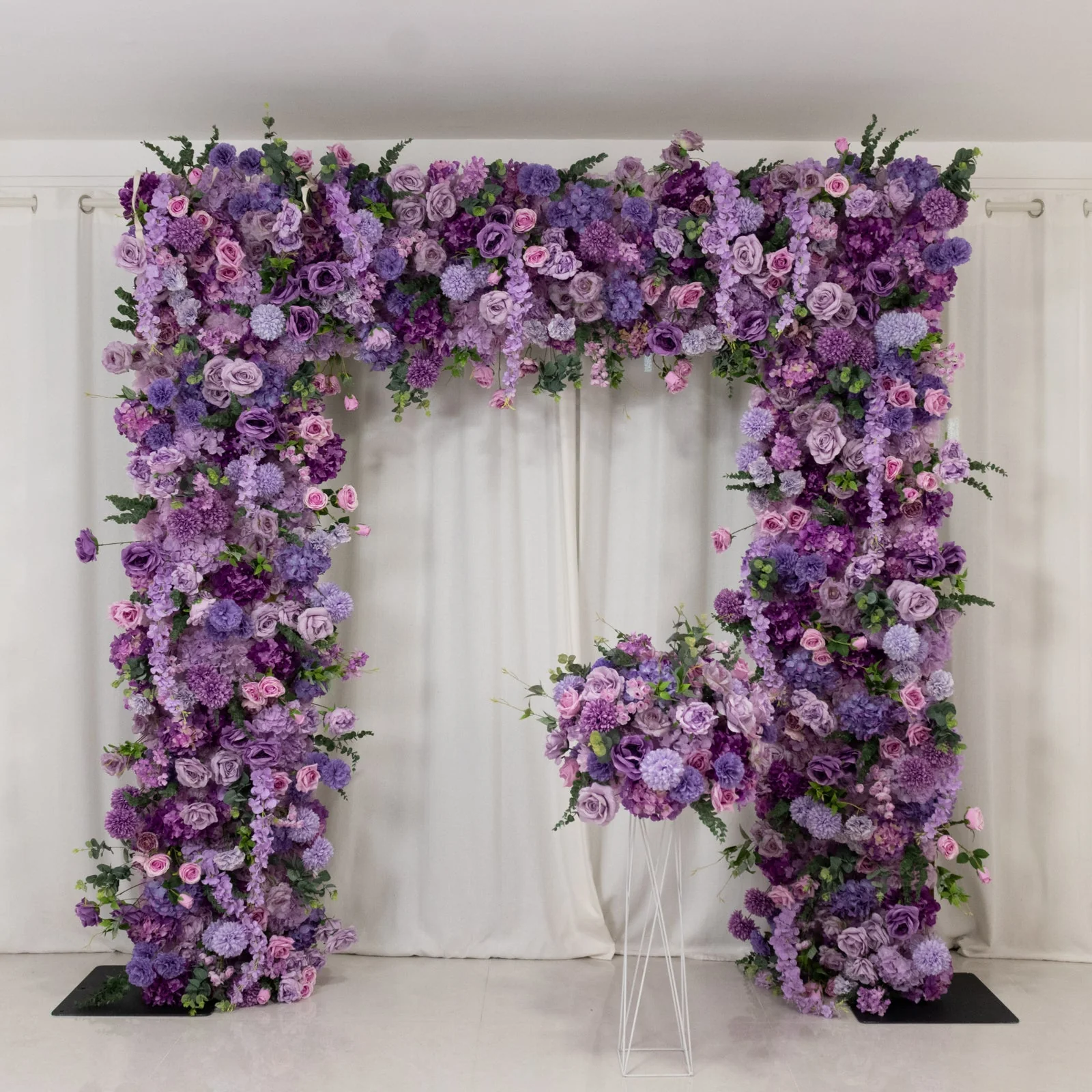 Roll Up Flower Backdrop for Arch Stand - Lavender Lilac with Fabric Backing, 8ftx8ft - Artificial Silk Roses, Hydrangeas & Chrysanthemums for Wedding Backdrop - Image 2