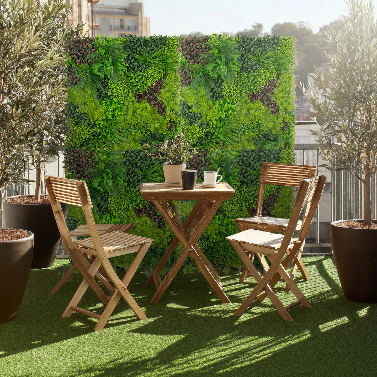 Artificial Grass Wall Panels, 40"×40" Greenery Backdrop with Mixed Fern and Ivy Leaves, Outdoor UV-Protected Grass Wall Mat for Events – 2 Panels, Covers 22 Sq. Ft. - Image 6