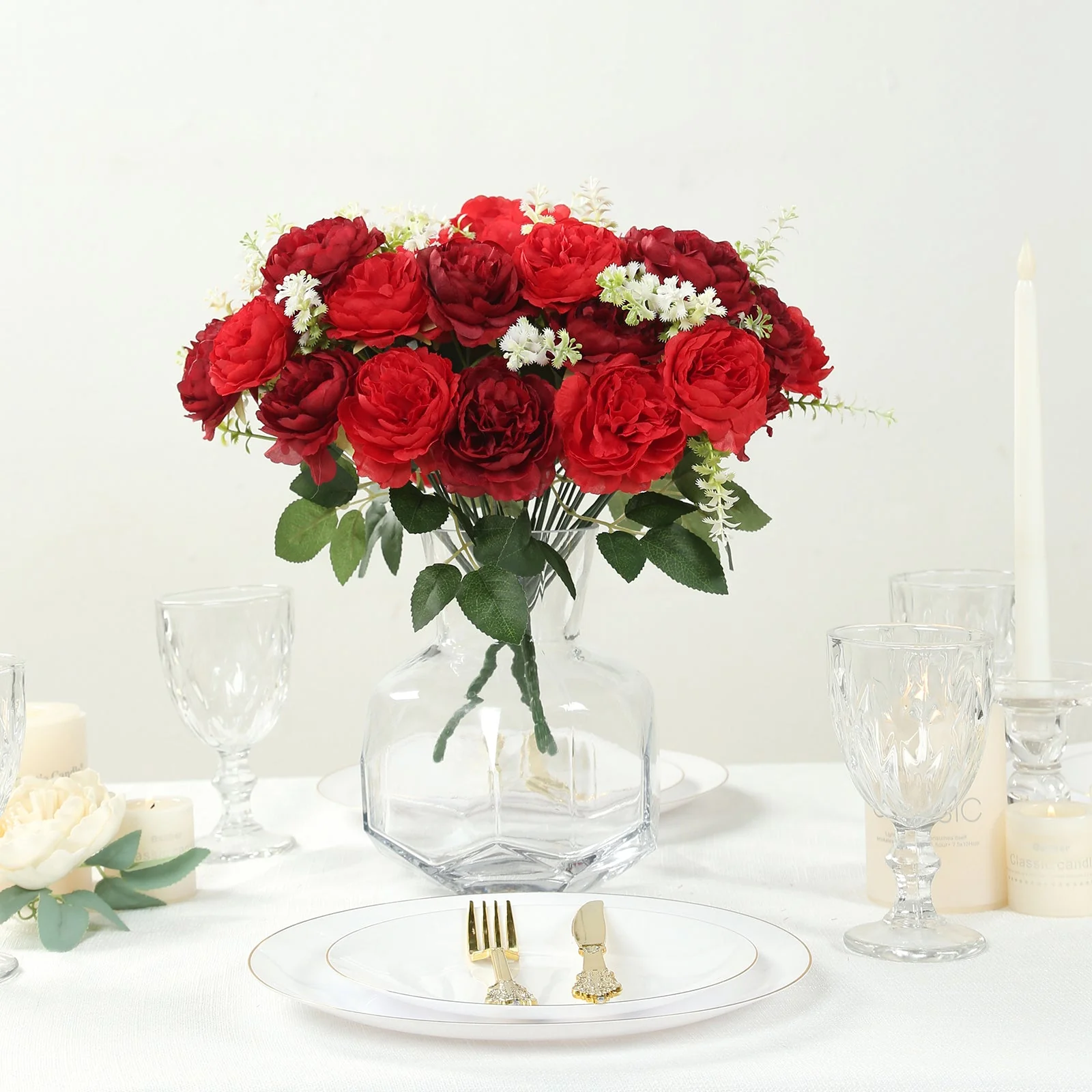 2-Pack Artificial Peony Flower Bouquet – 14" Burgundy Silk Floral Arrangement for Wedding Centerpieces, Home or Table Decor - Image 6