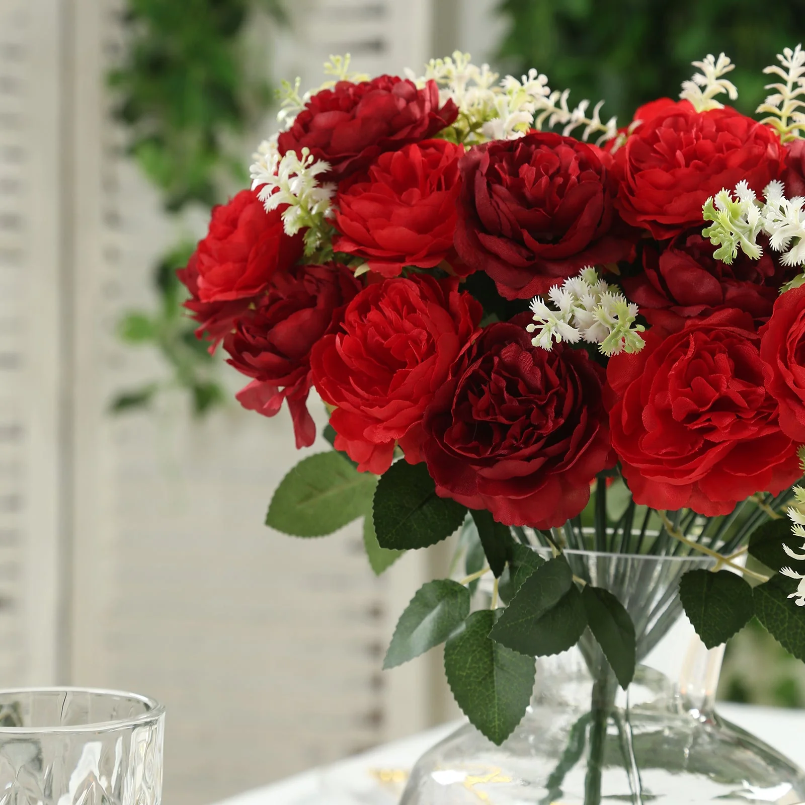 2-Pack Artificial Peony Flower Bouquet – 14" Burgundy Silk Floral Arrangement for Wedding Centerpieces, Home or Table Decor - Image 7
