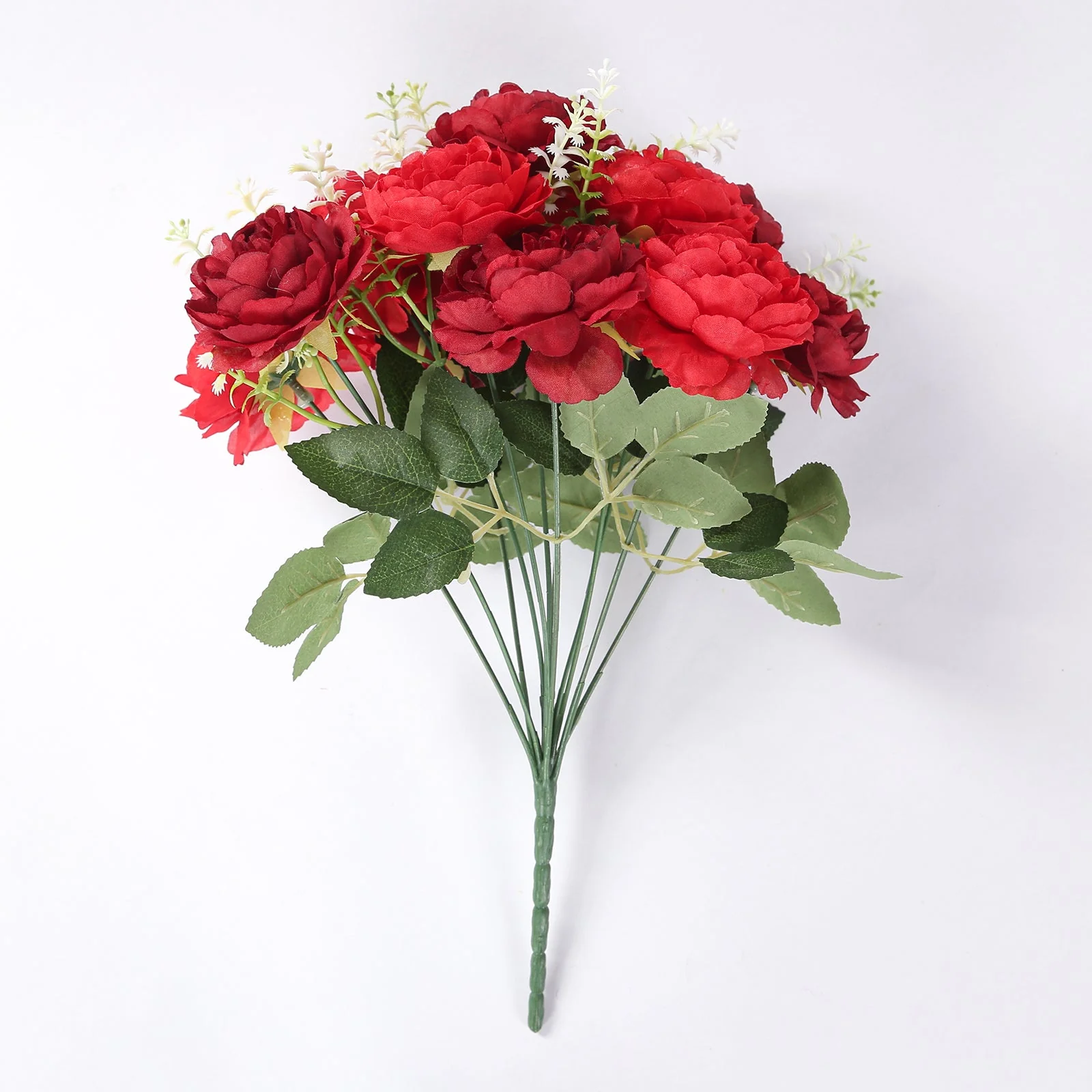 2-Pack Artificial Peony Flower Bouquet – 14" Burgundy Silk Floral Arrangement for Wedding Centerpieces, Home or Table Decor - Image 8