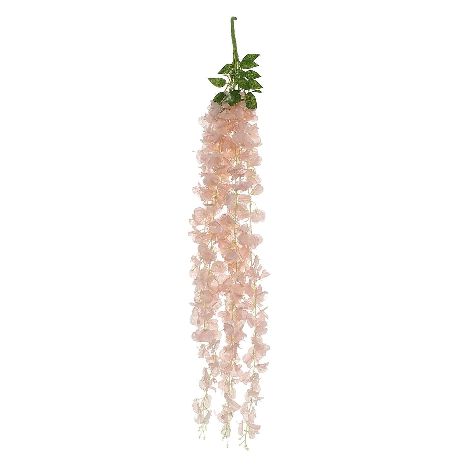 Artificial Silk Hanging Wisteria Flower Garland Vines in Blush, 5 Full Strands in 1 Bush - 42" - Image 6