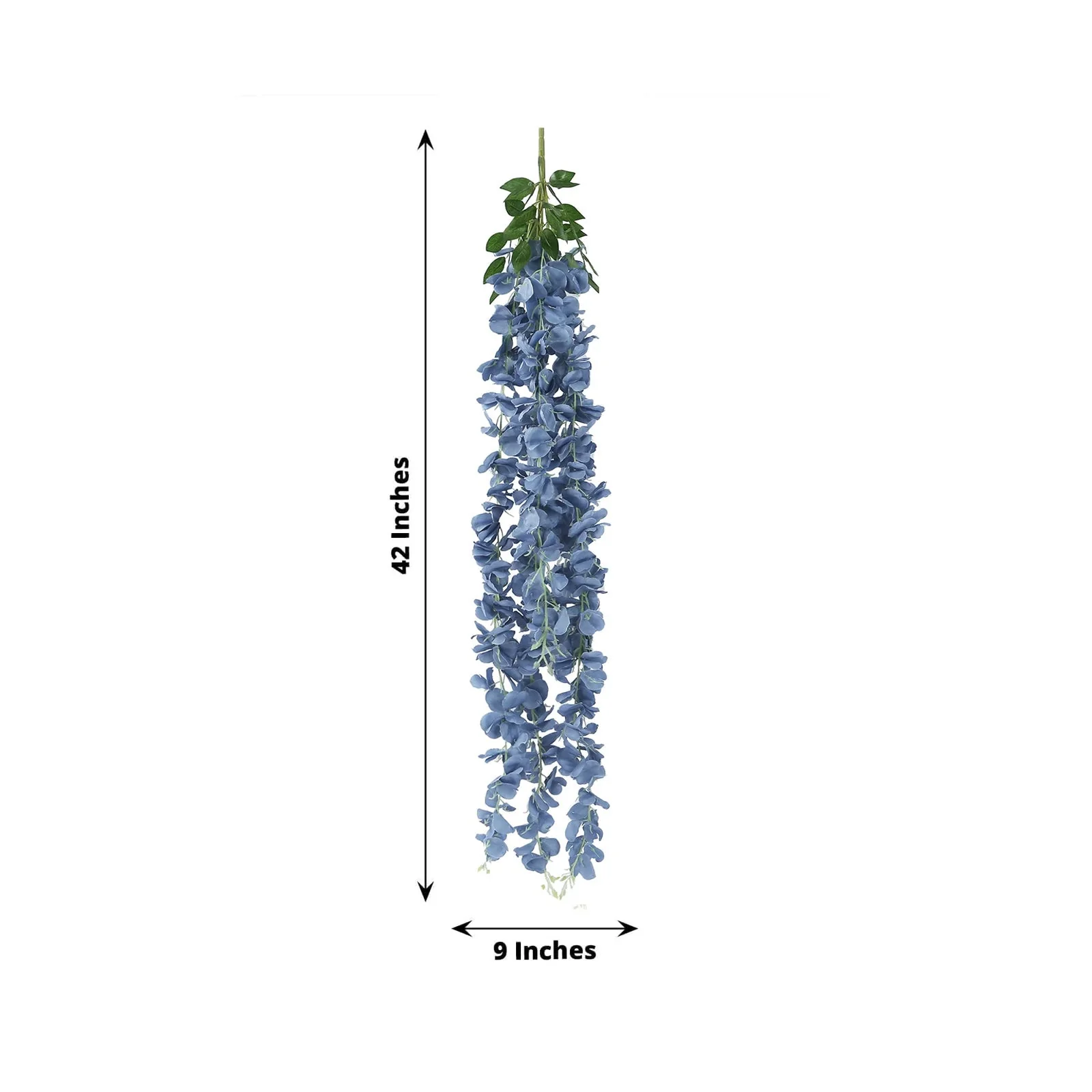 Artificial Silk Hanging Wisteria Flower Garland Vines in Dusty Blue, 5 Full Strands in 1 Bush - 42" - Image 2