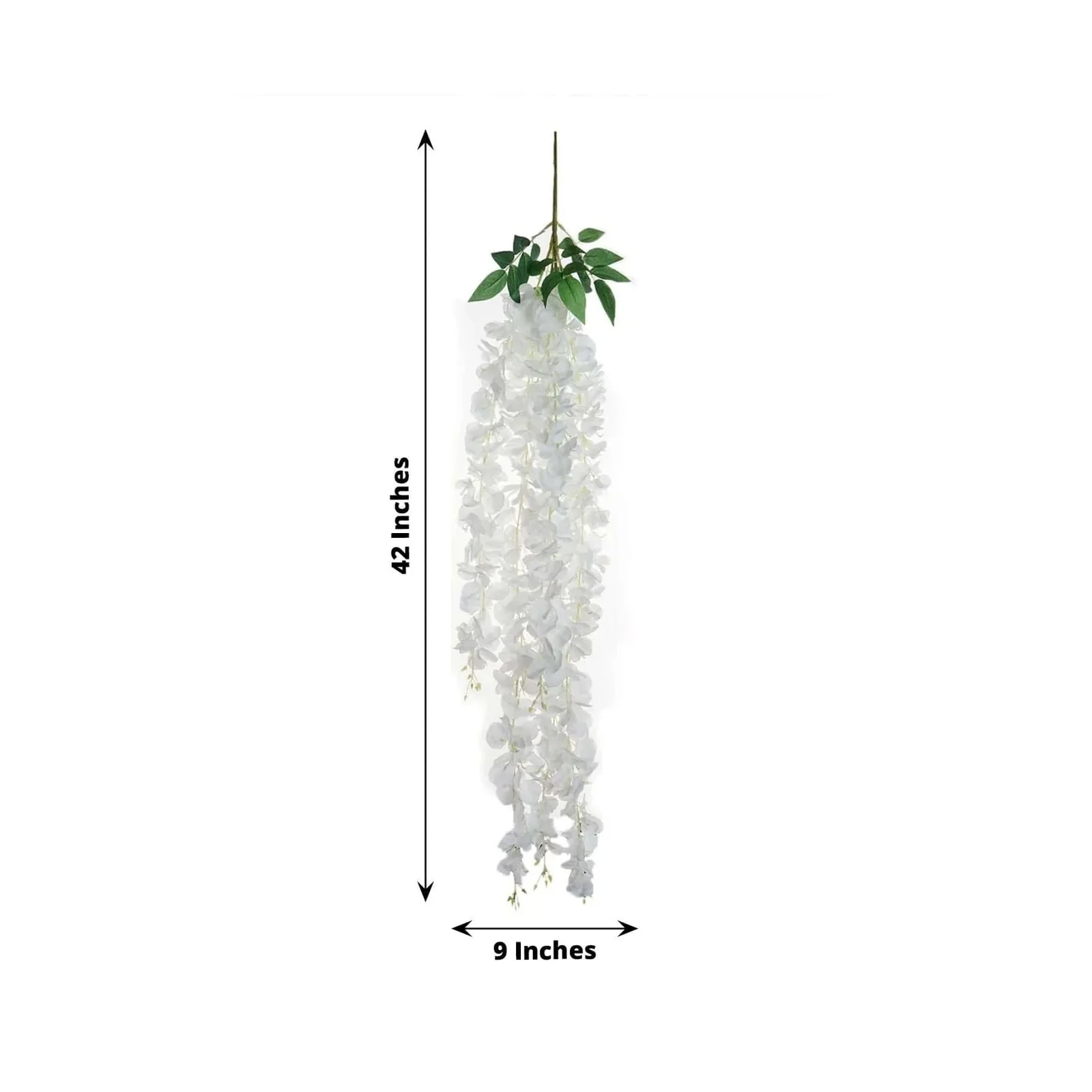 Artificial Silk Hanging Wisteria Flower Garland Vines in White, 5 Full Strands in 1 Bush - 42" - Image 3