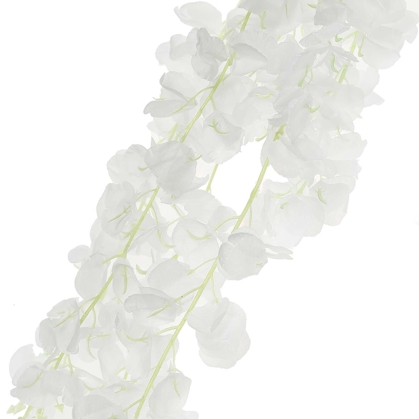 Artificial Silk Hanging Wisteria Flower Garland Vines in White, 5 Full Strands in 1 Bush - 42" - Image 7