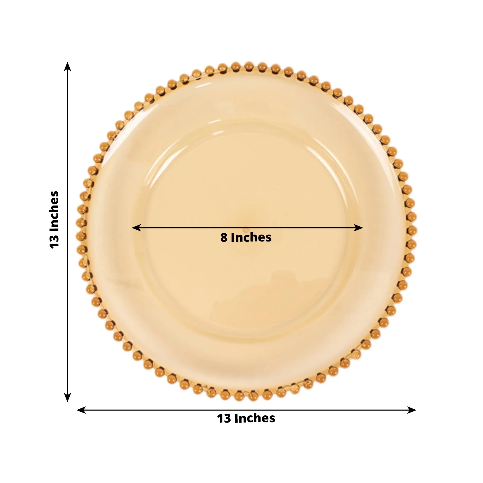 6-Pack Acrylic Charger Plates 13" Round Amber Gold with Beaded Rim - Decorative Dinner Party Charger Tableware - Image 2