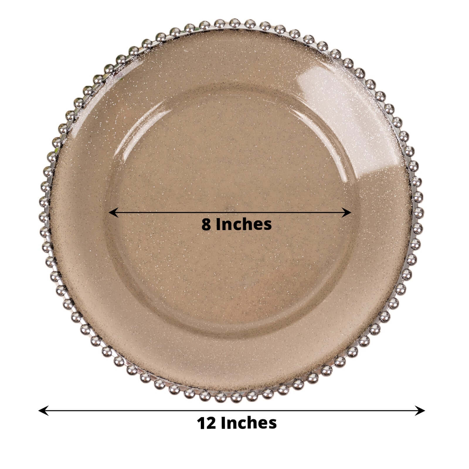 6-Pack Acrylic Charger Plates 13" Round Transparent Black with Silver Glittered Beaded Rim - Decorative Dinner Party Charger Tableware - Image 3