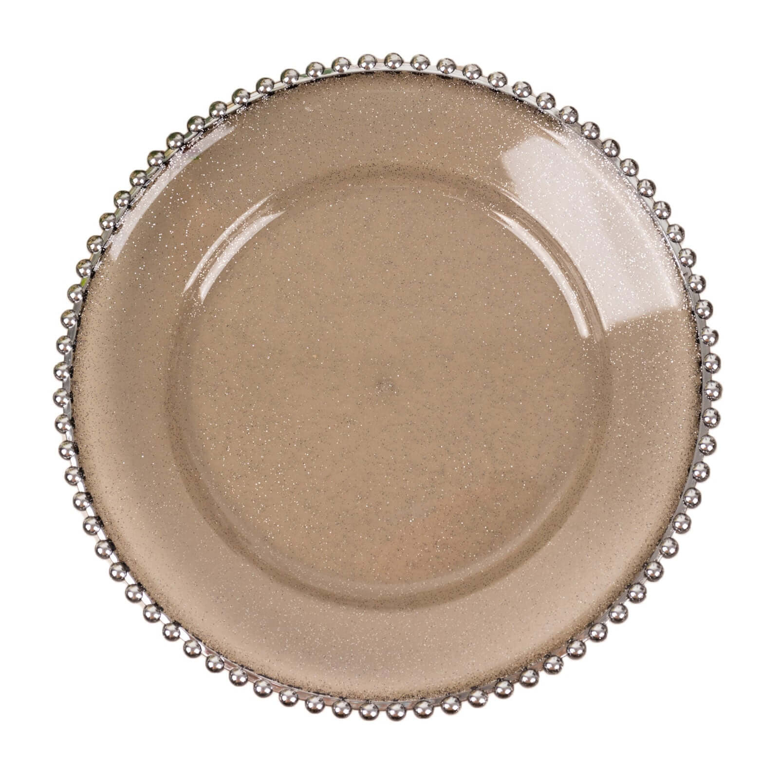 6-Pack Acrylic Charger Plates 13" Round Transparent Black with Silver Glittered Beaded Rim - Decorative Dinner Party Charger Tableware - Image 5