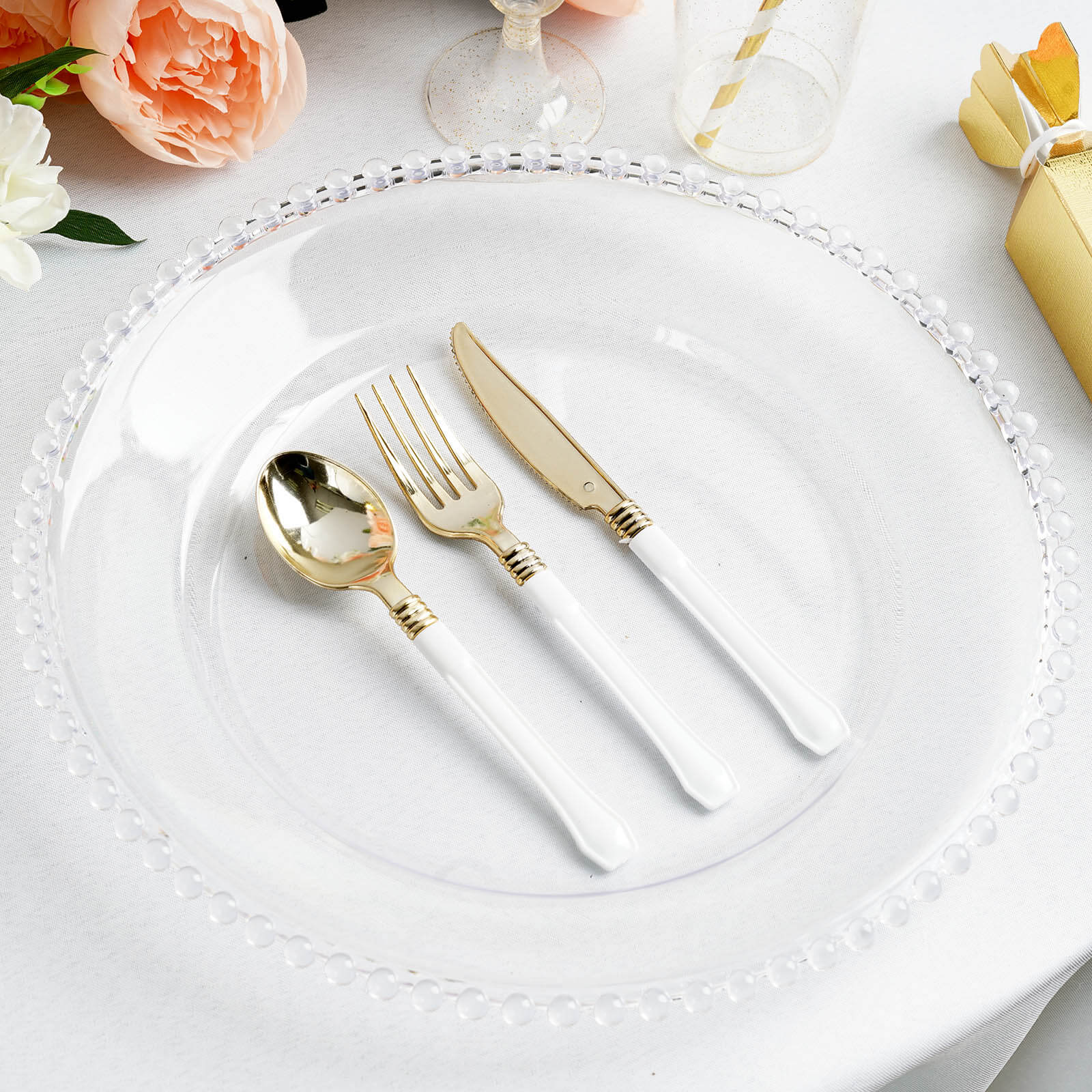 6-Pack Acrylic Charger Plates 13" Round Clear with Beaded Rim - Decorative Dinner Party Serving Plates - Image 7