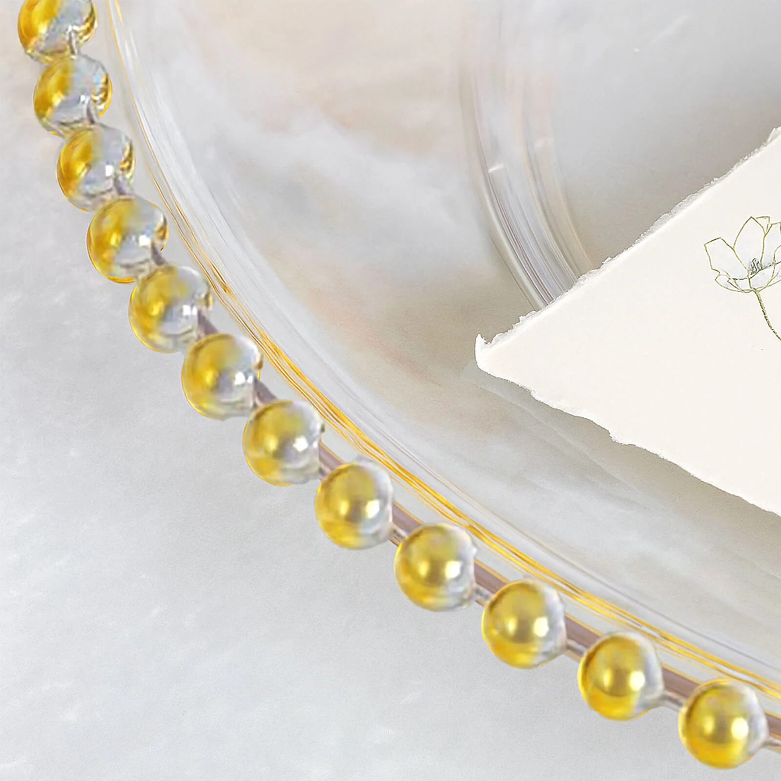 6-Pack Acrylic Charger Plates 13" Round Clear with Gold Beaded Rim - Decorative Dinner Party Serving Plates - Image 7