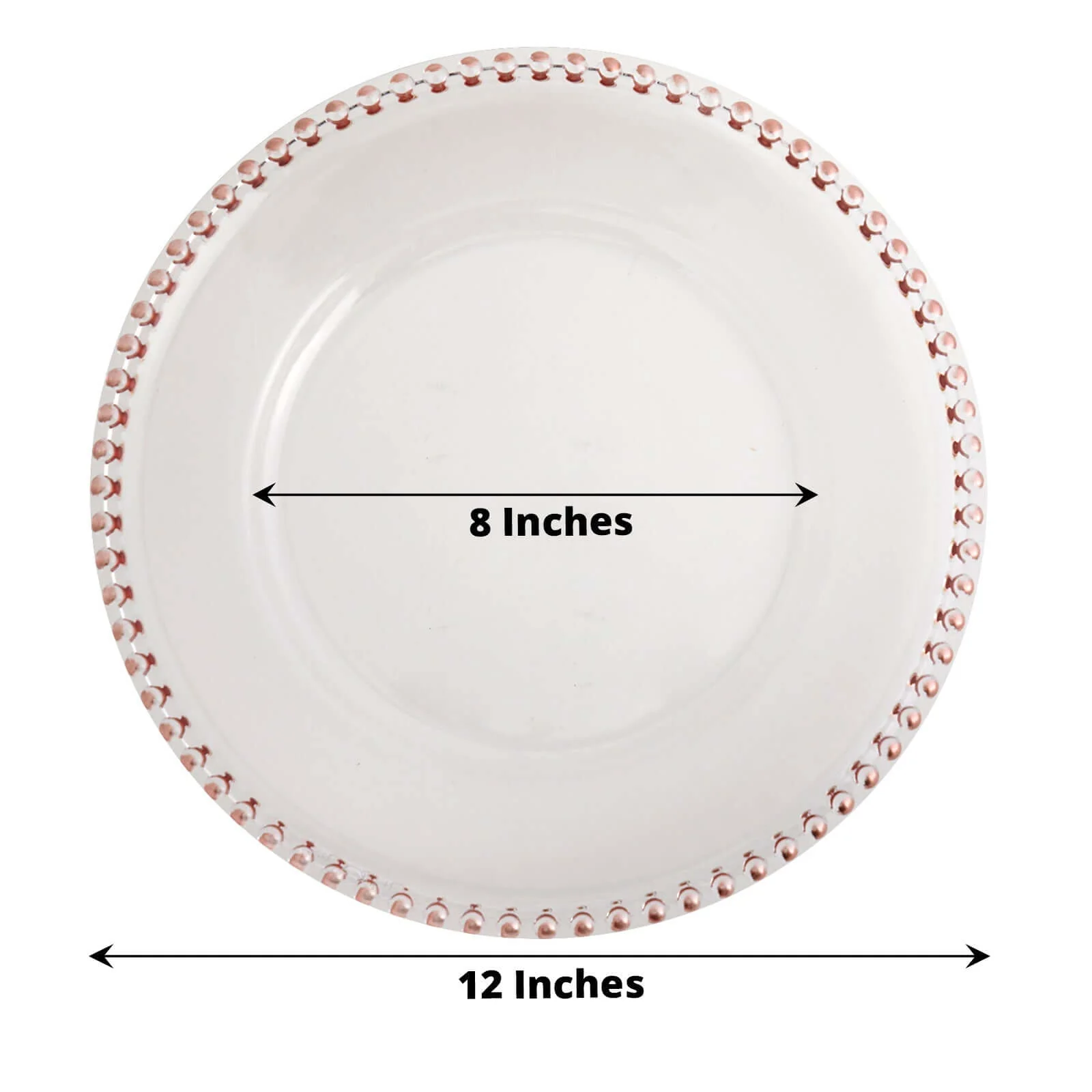 6-Pack Acrylic Charger Plates 13" Round Clear with Rose Gold Beaded Rim - Decorative Dinner Party Serving Plates - Image 3